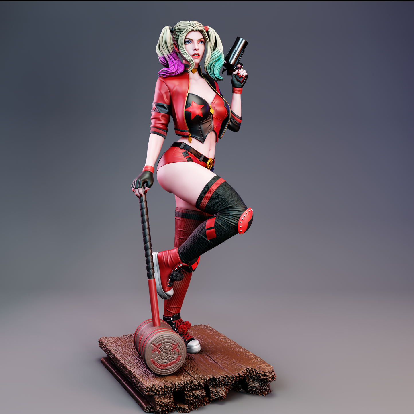 Harley Quinn Sculpture (75mm to 500mm) - Unassembled/Unpainted/3D Print