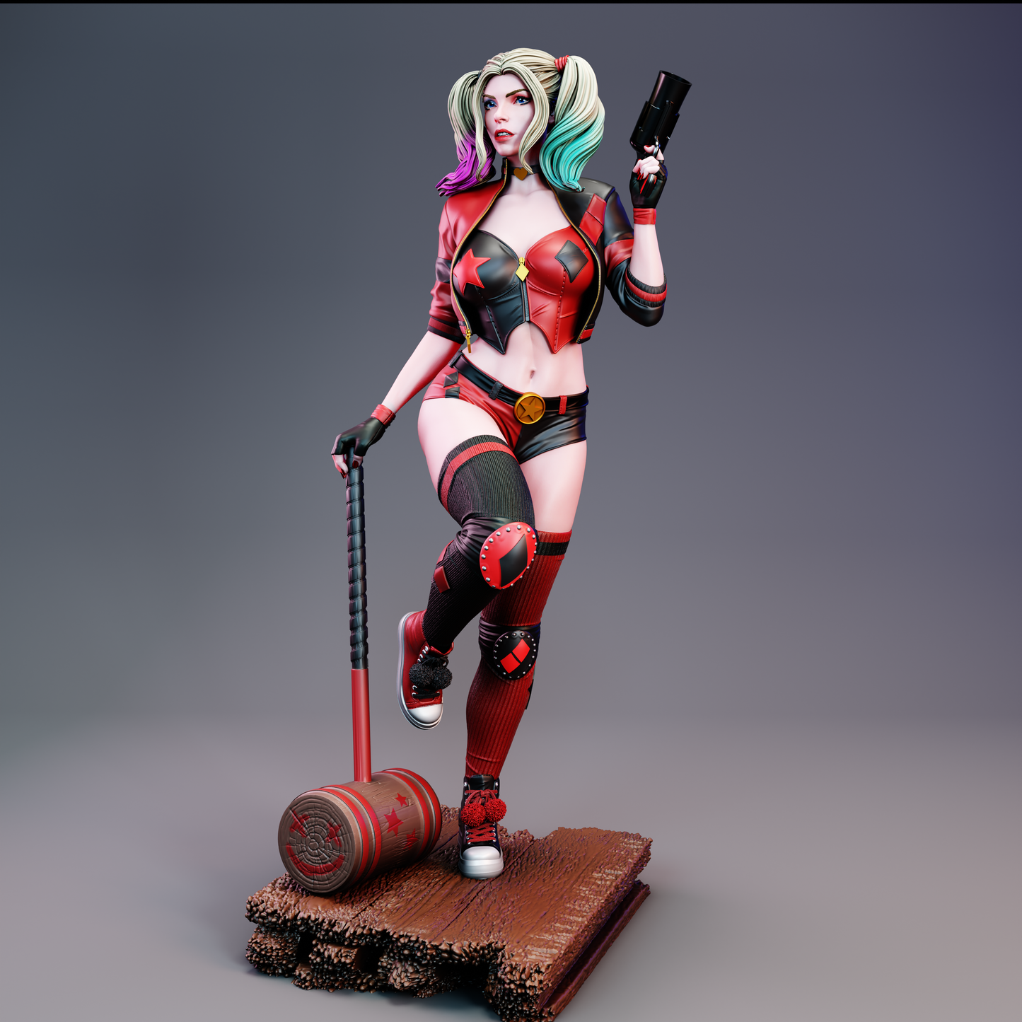 Harley Quinn Sculpture (75mm to 500mm) - Unassembled/Unpainted/3D Print
