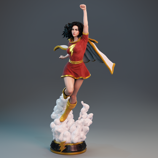 Sculpture Bombshell de Mary Marvel (75 mm à 500 mm) - Non assemblée/Non peinte/Impression 3D