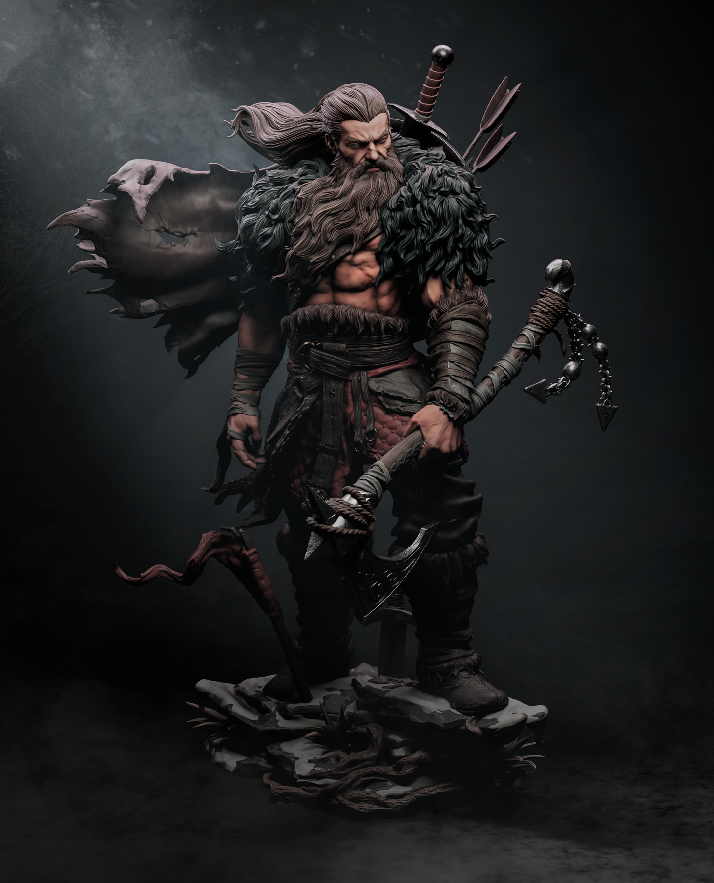 North Warrior Sculpture (75mm to 500mm) - Unassembled/Unpainted/3D Print