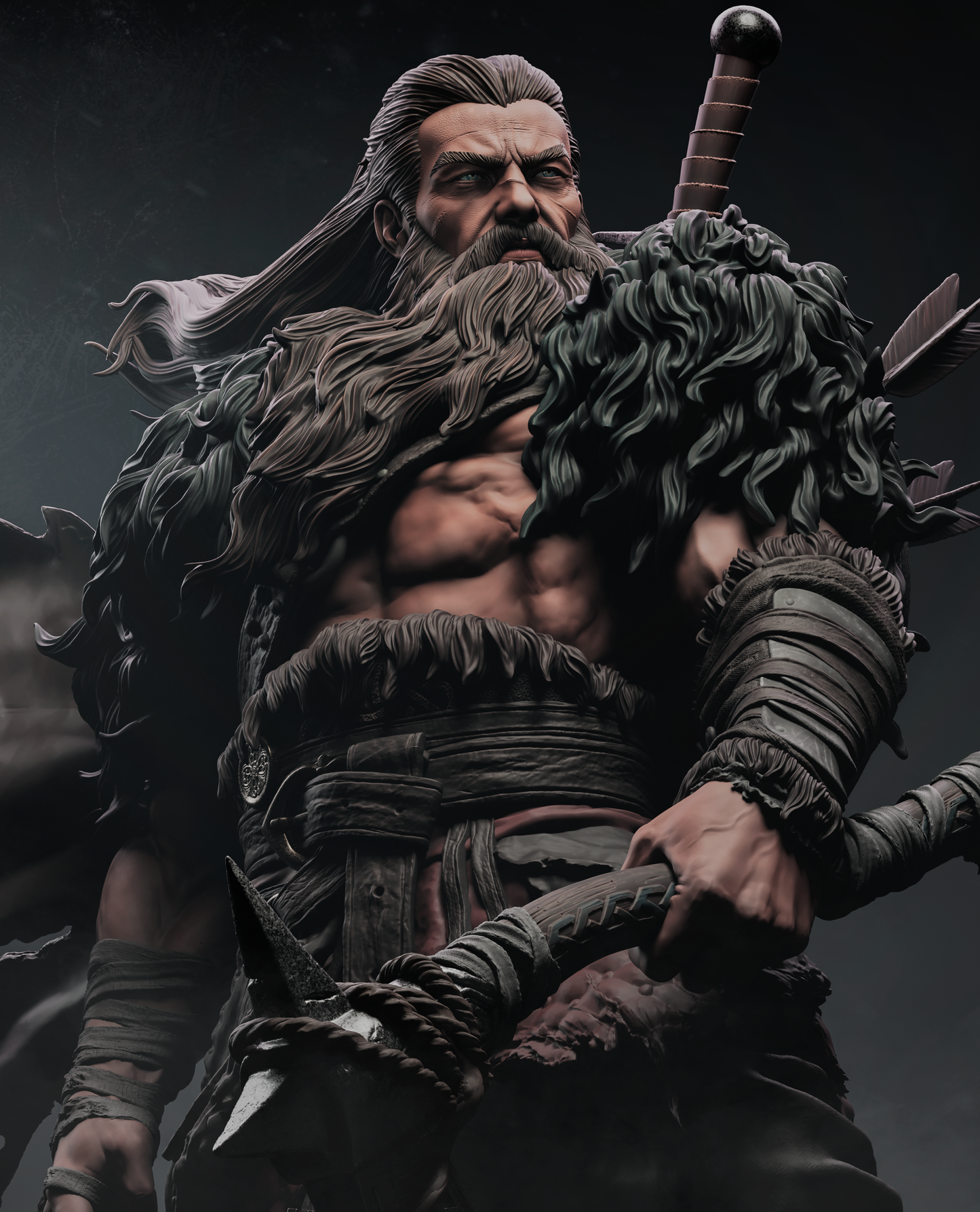 North Warrior Sculpture (75mm to 500mm) - Unassembled/Unpainted/3D Print