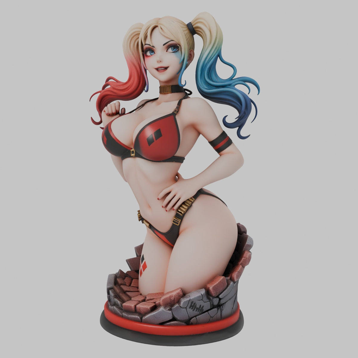 Harley Quinn pin-up Bust (75mm to 500mm) - Unassembled/Unpainted/3D Print
