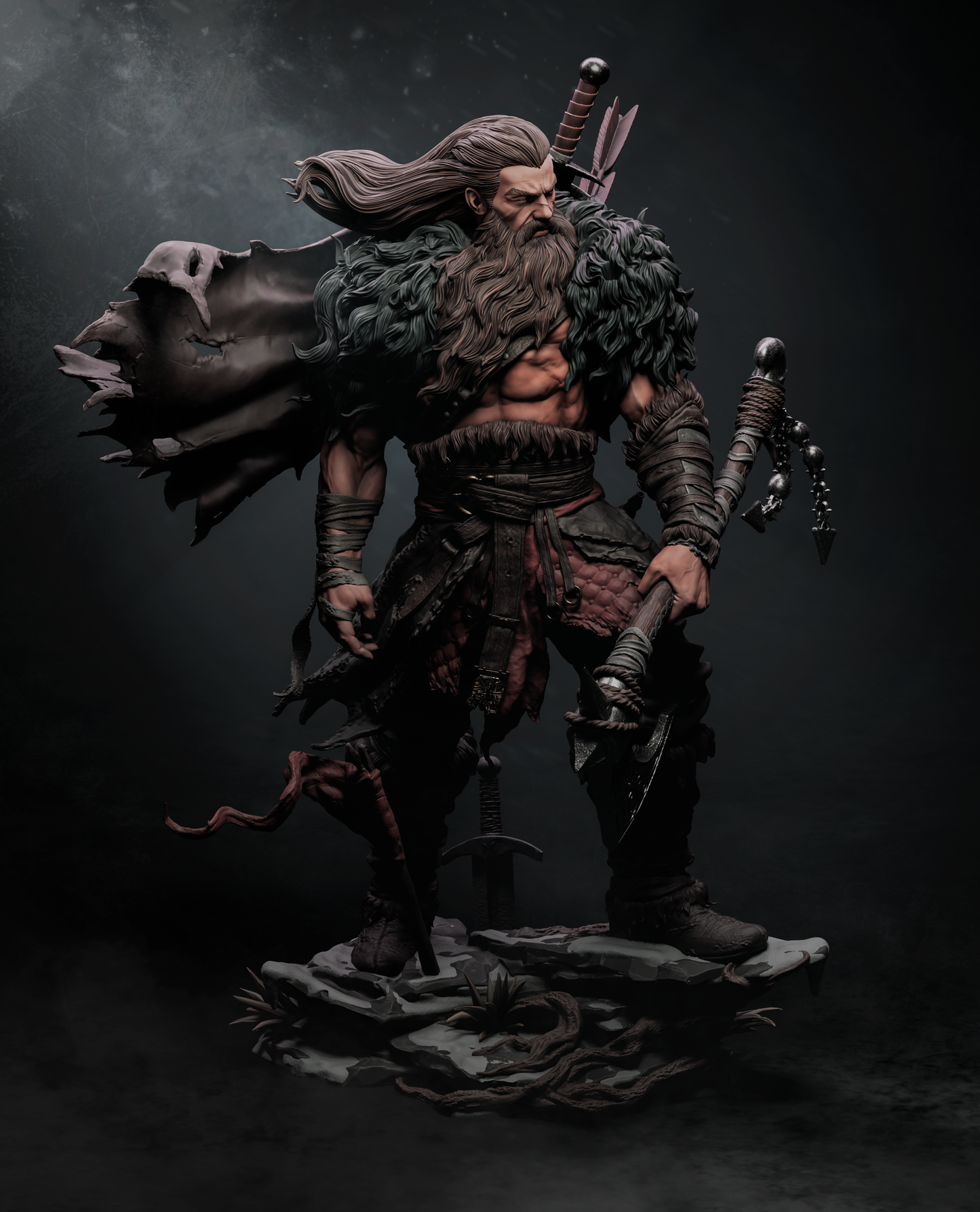 North Warrior Sculpture (75mm to 500mm) - Unassembled/Unpainted/3D Print