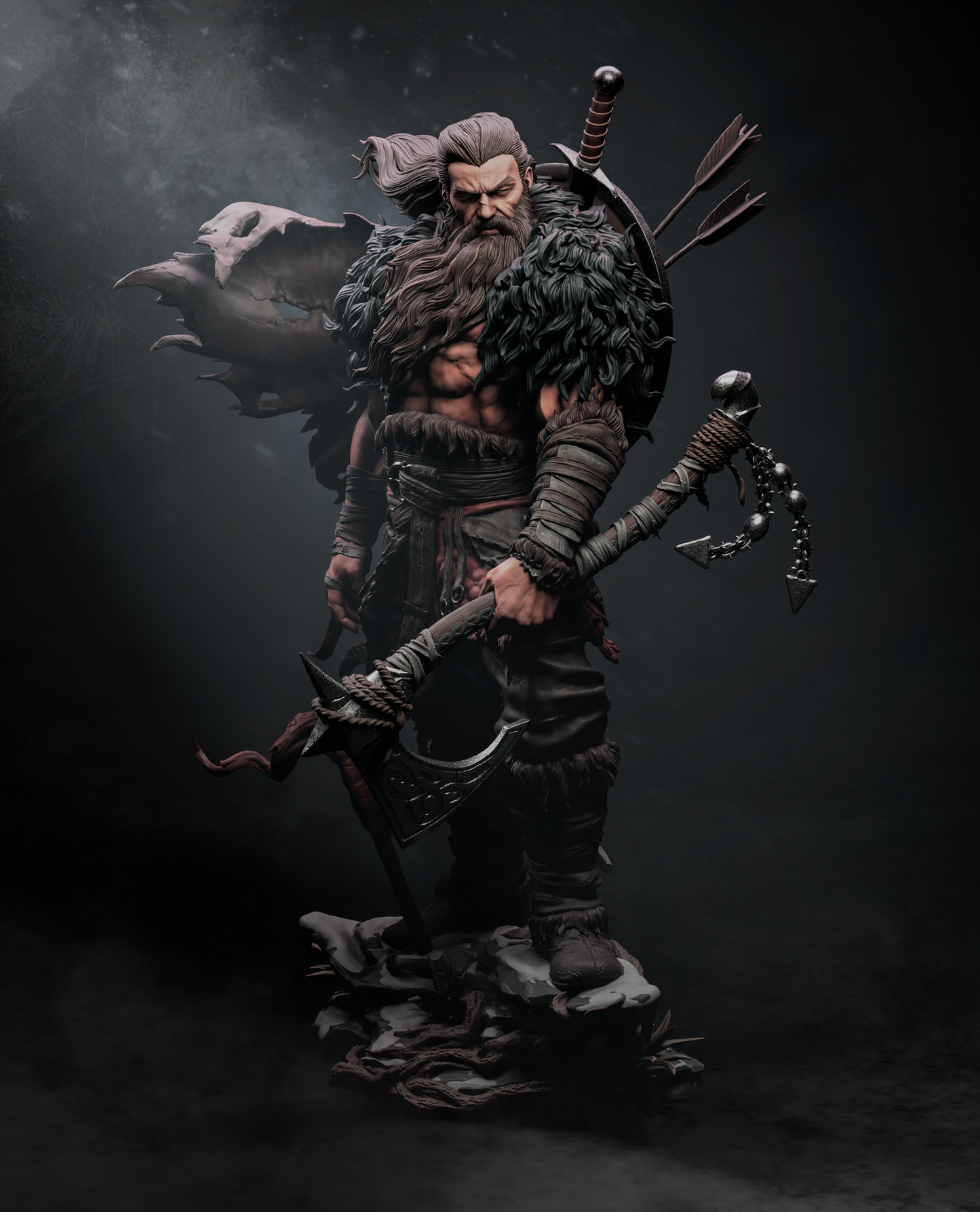 North Warrior Sculpture (75mm to 500mm) - Unassembled/Unpainted/3D Print
