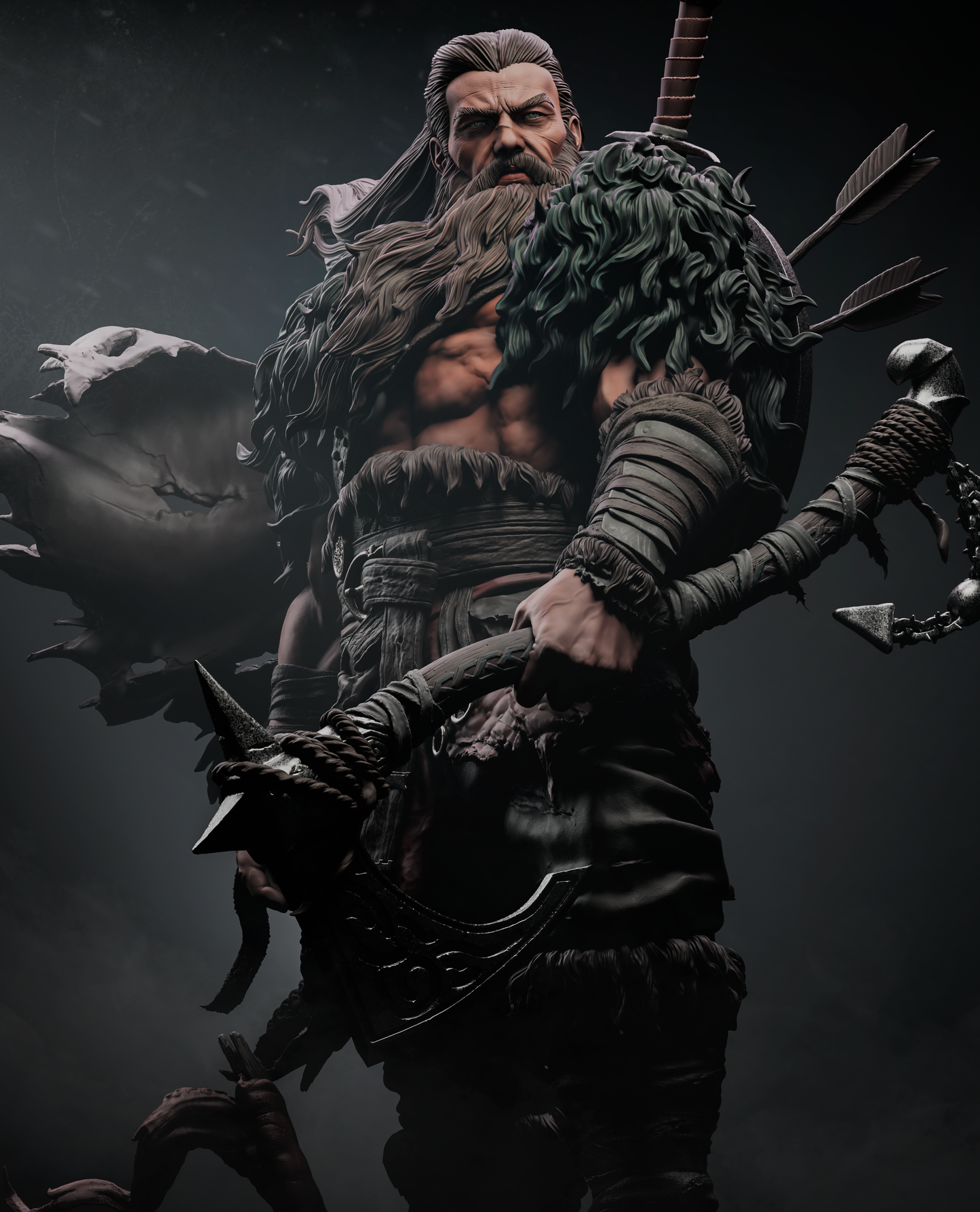 North Warrior Sculpture (75mm to 500mm) - Unassembled/Unpainted/3D Print