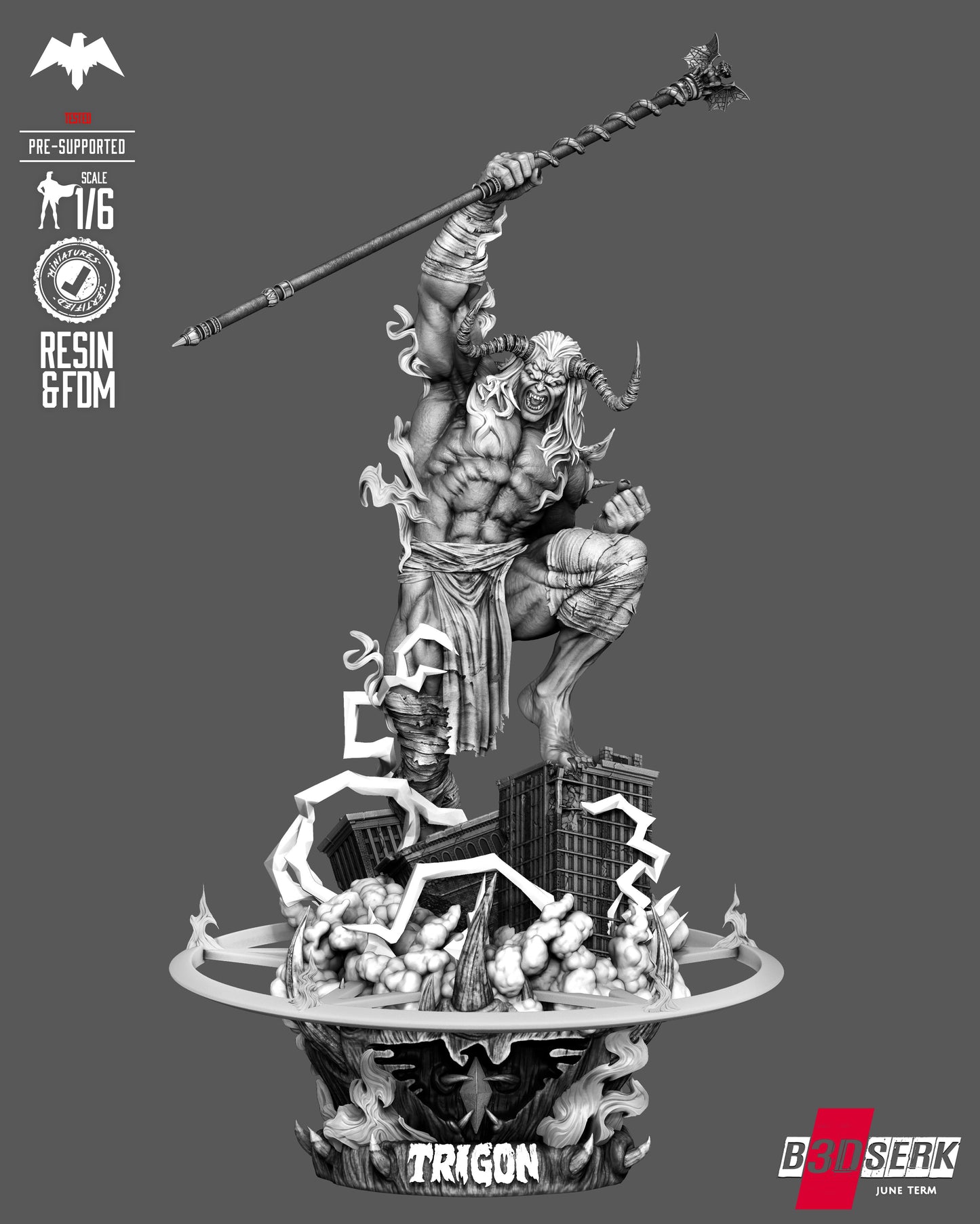 Trigon Sculpture (75mm to 500mm) - Unassembled/Unpainted/3D Print