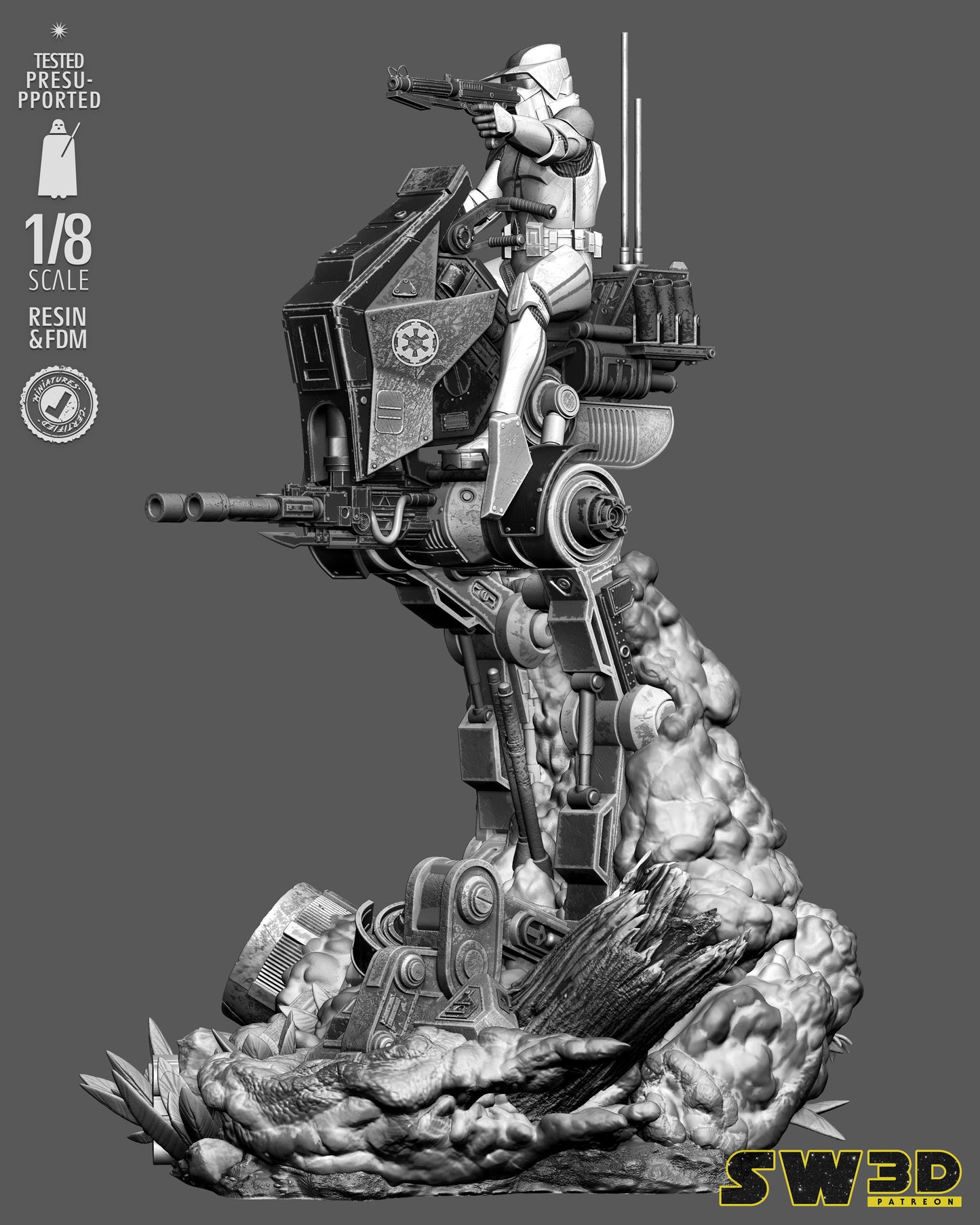 AT-RT Trooper Sculpture(75mm to 500mm) - Unassembled/Unpainted/3D Print