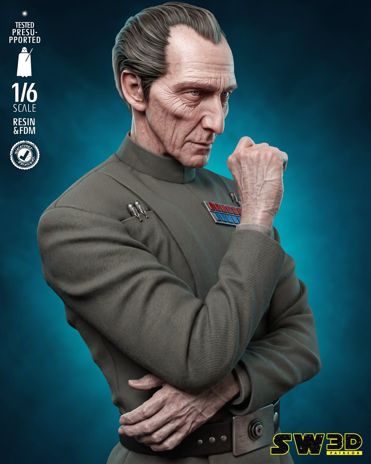 Grand Moff Tarkin Sculpture (75mm to 500mm) - Unassembled/Unpainted/3D Print