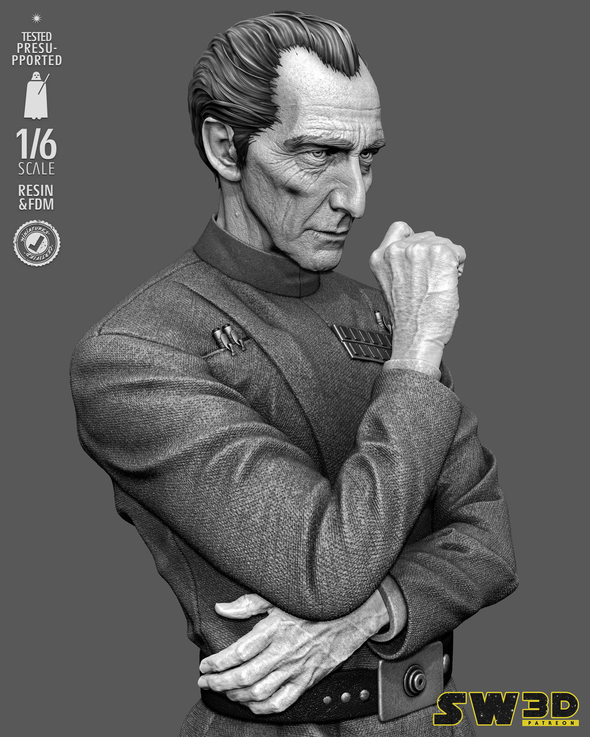 Grand Moff Tarkin Sculpture (75mm to 500mm) - Unassembled/Unpainted/3D Print