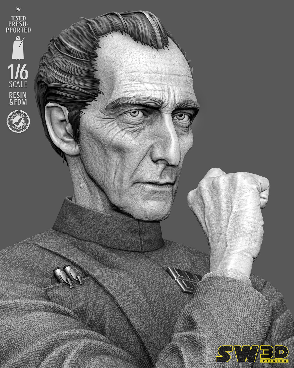 Grand Moff Tarkin Sculpture (75mm to 500mm) - Unassembled/Unpainted/3D Print