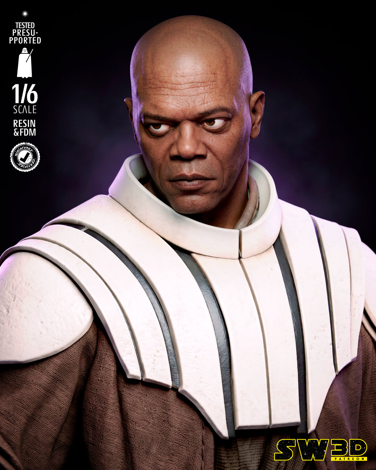 Mace Windu Sculpture (75mm to 500mm) - Unassembled/Unpainted/3D Print