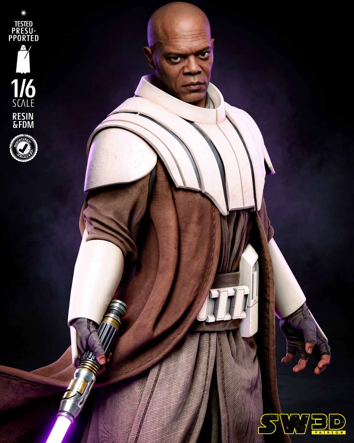 Mace Windu Sculpture (75mm to 500mm) - Unassembled/Unpainted/3D Print