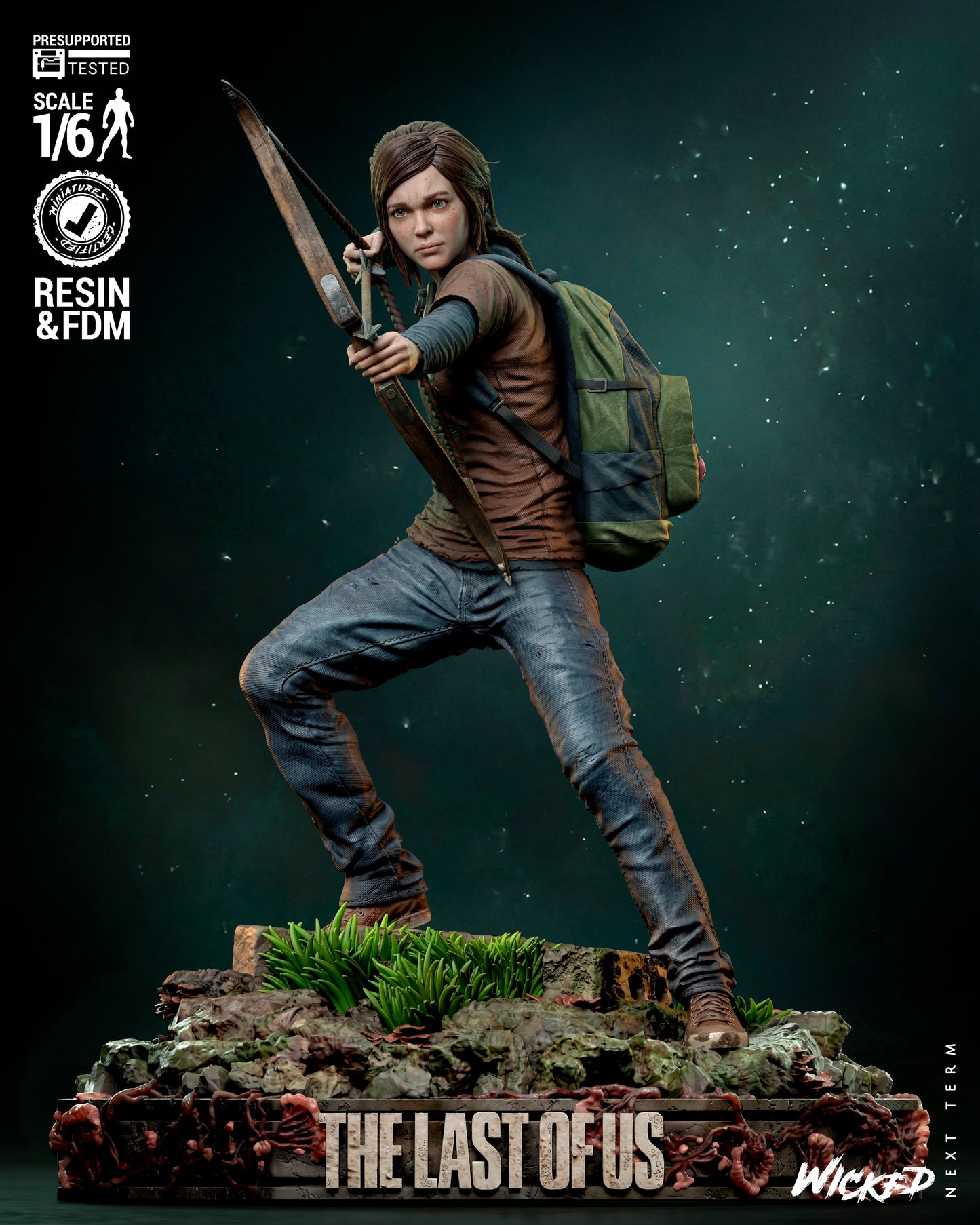Ellie: The Last of US Sculpture (75mm to 500mm) - Unassembled/Unpainted/3D Print