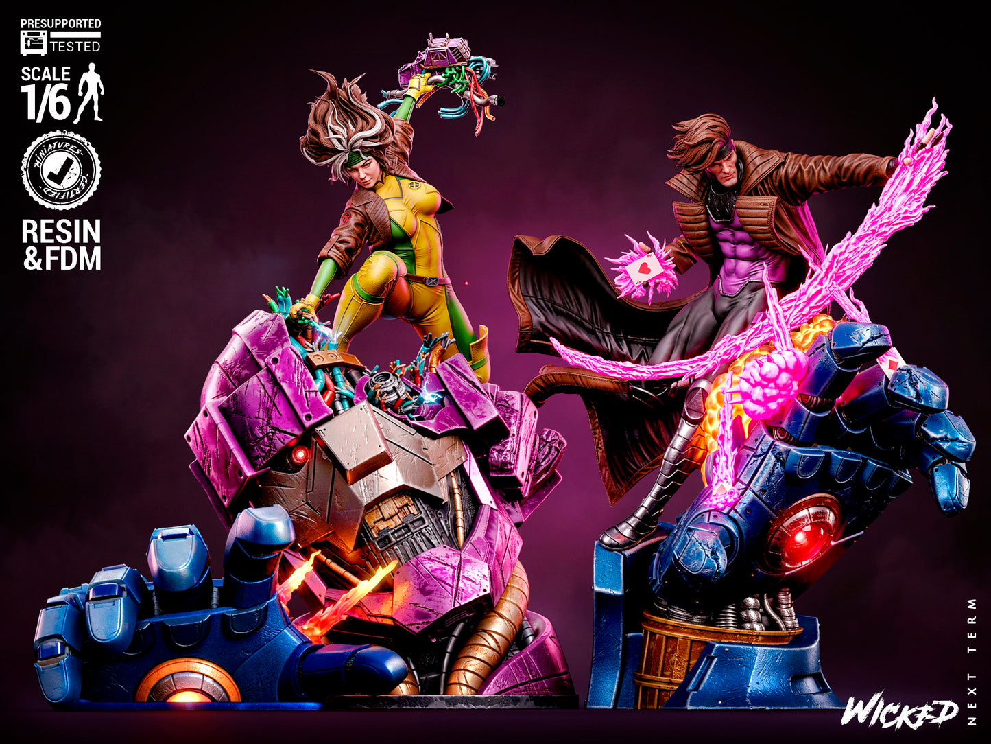 Rogue & Gambit Diorama (75mm to 500mm) - Unassembled/Unpainted/3D Print