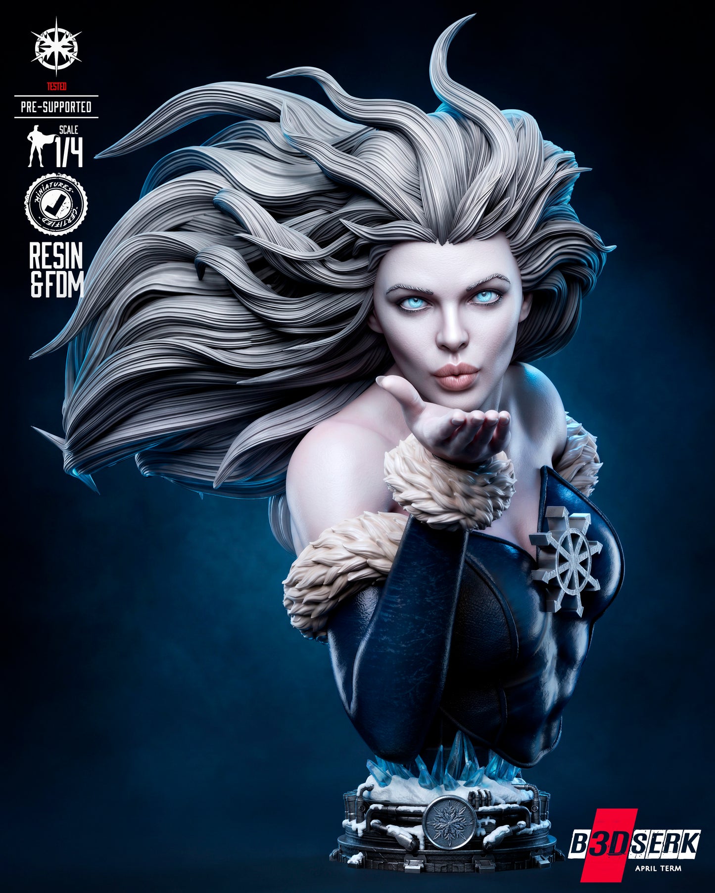 Killer Frost Portrait Bust (75mm to 500mm) - Unassembled/Unpainted/3D Print