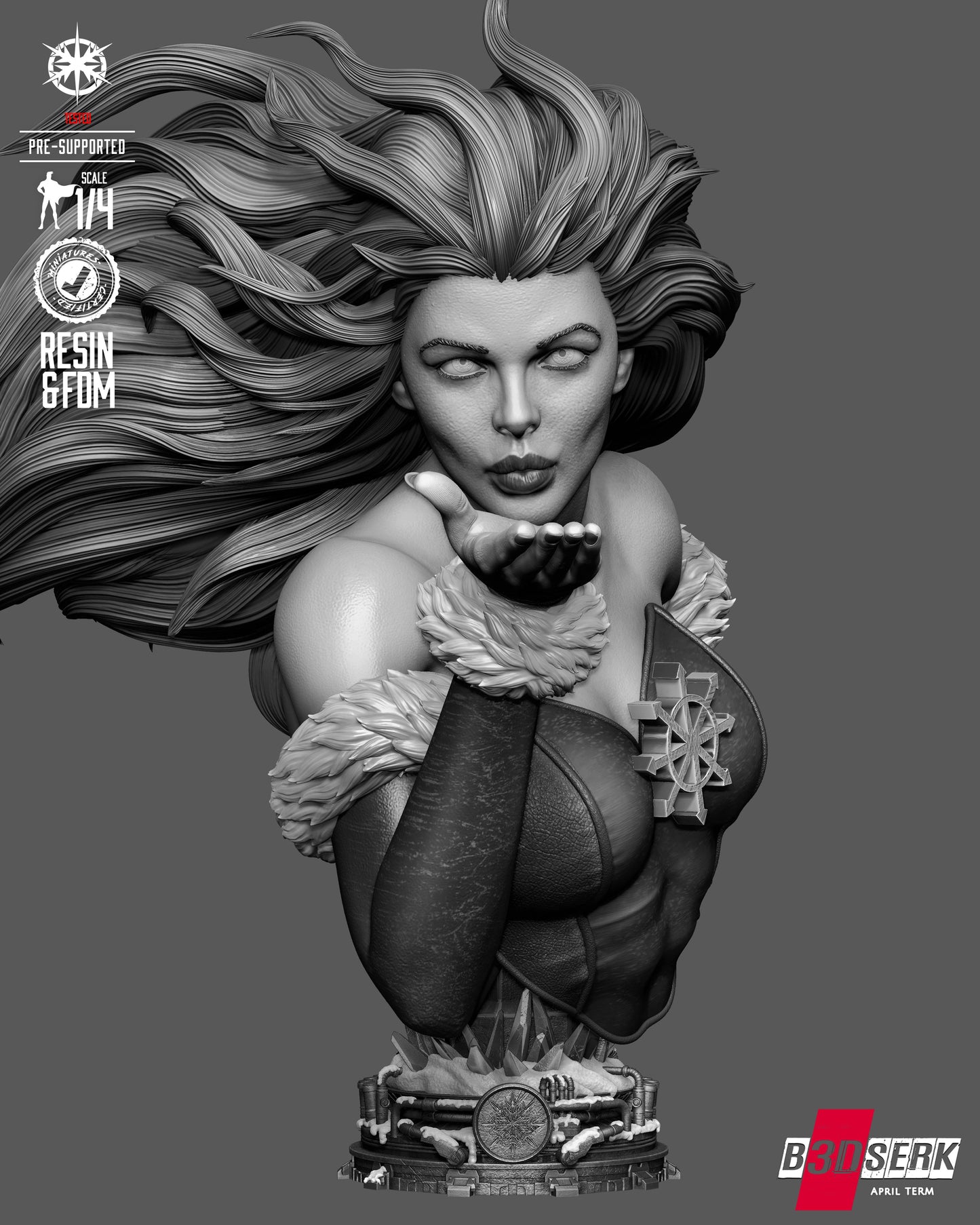 Killer Frost Portrait Bust (75mm to 500mm) - Unassembled/Unpainted/3D Print