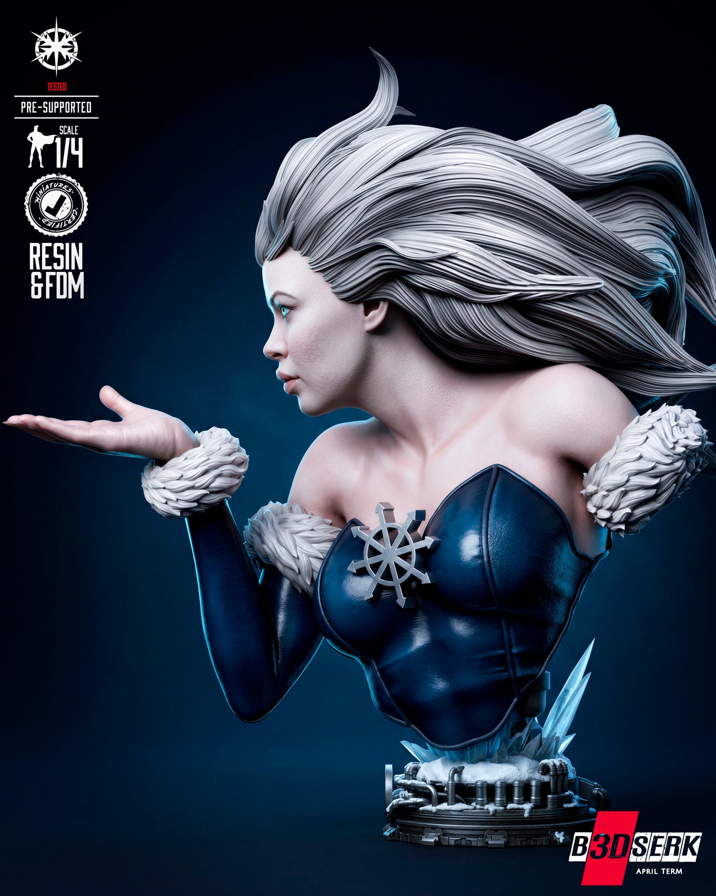Killer Frost Portrait Bust (75mm to 500mm) - Unassembled/Unpainted/3D Print