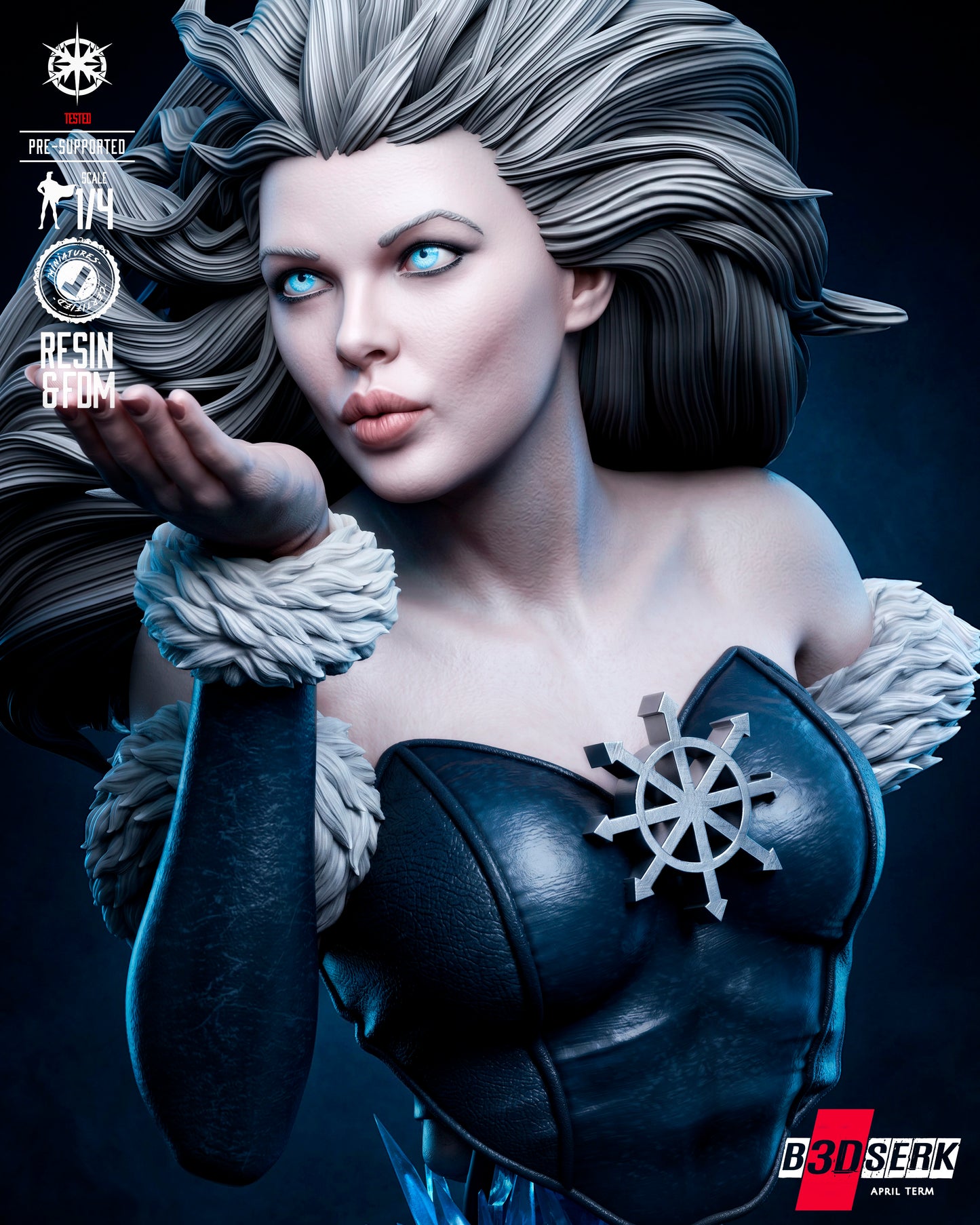 Killer Frost Portrait Bust (75mm to 500mm) - Unassembled/Unpainted/3D Print