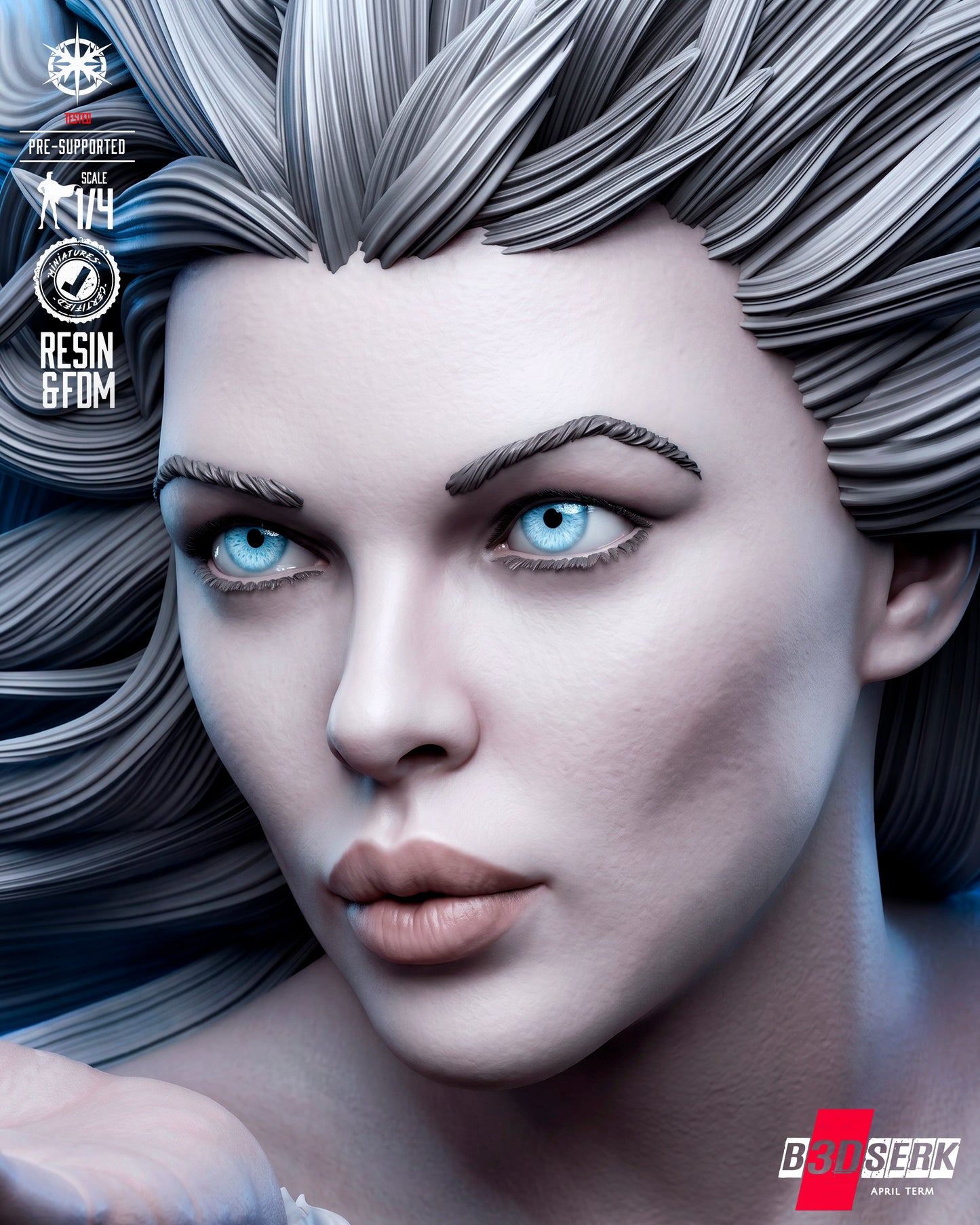Killer Frost Portrait Bust (75mm to 500mm) - Unassembled/Unpainted/3D Print