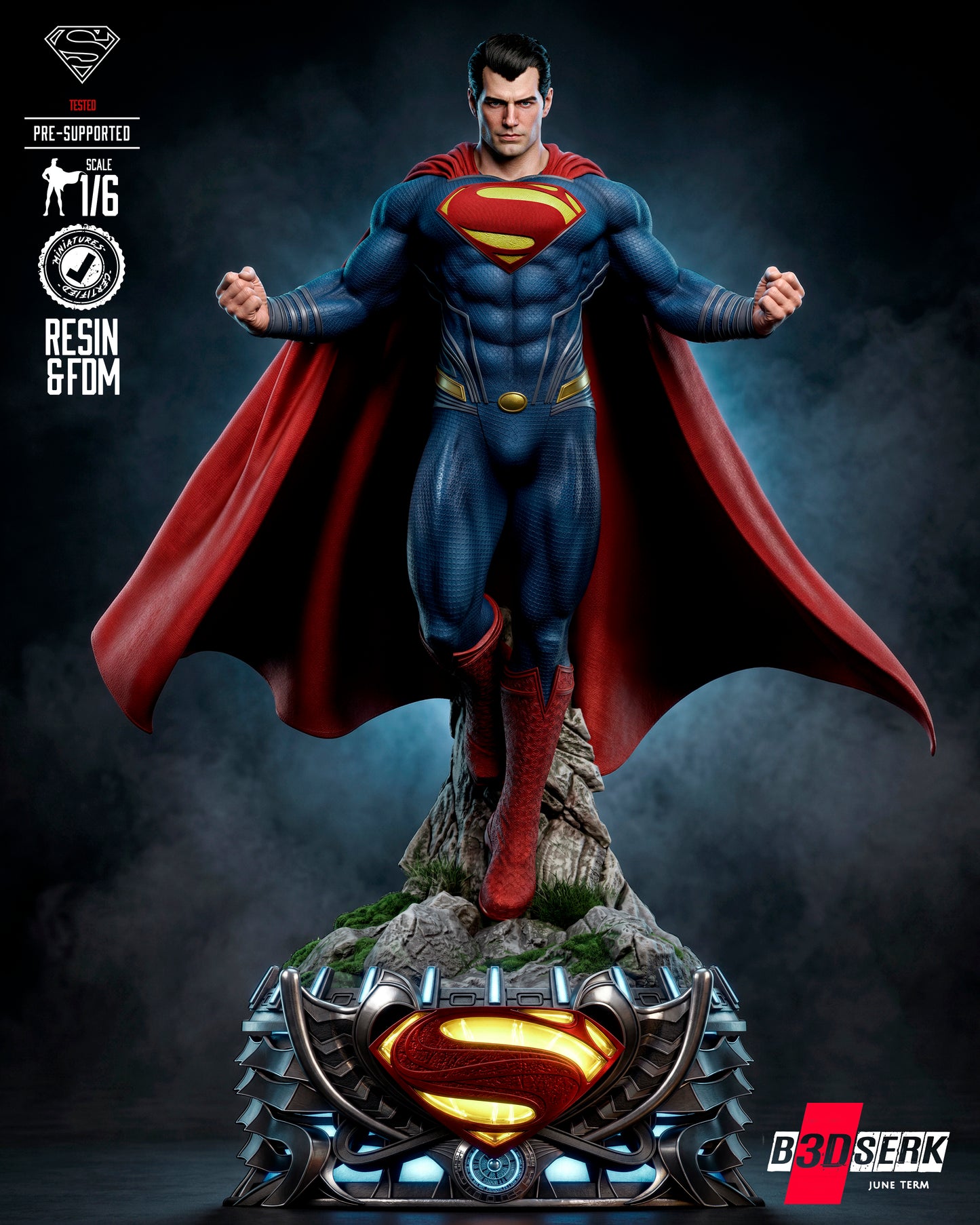 Superman Sculpture (75mm to 500mm) - Unassembled/Unpainted/3D Print