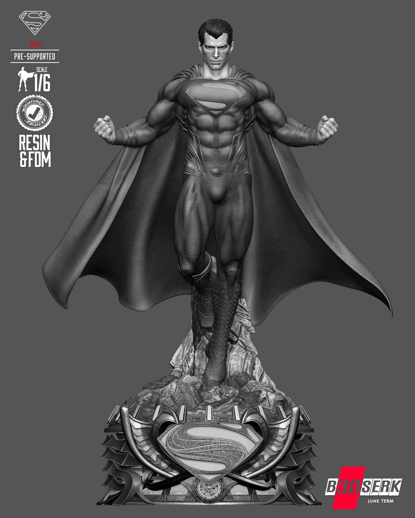 Superman Sculpture (75mm to 500mm) - Unassembled/Unpainted/3D Print