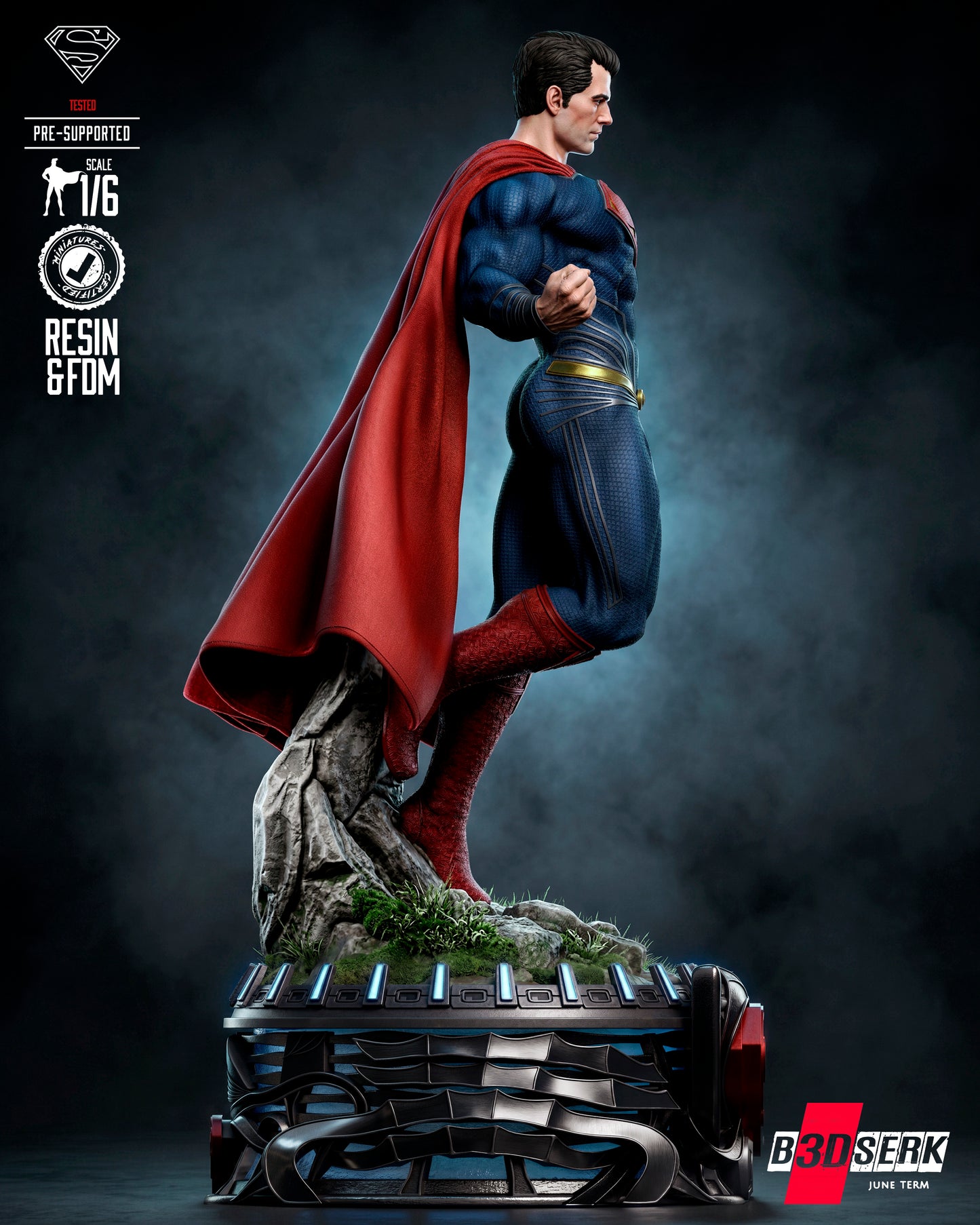 Superman Sculpture (75mm to 500mm) - Unassembled/Unpainted/3D Print