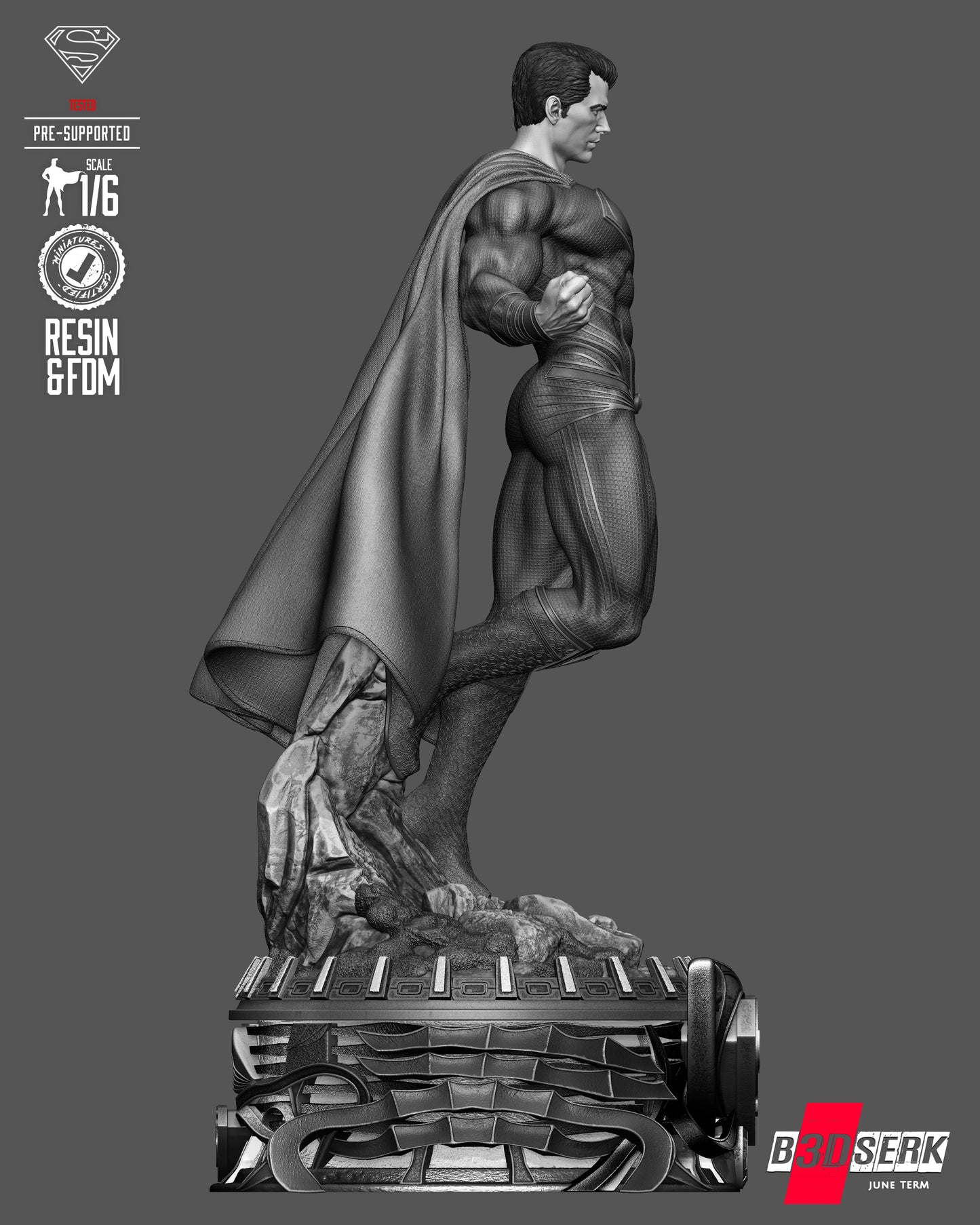 Superman Sculpture (75mm to 500mm) - Unassembled/Unpainted/3D Print