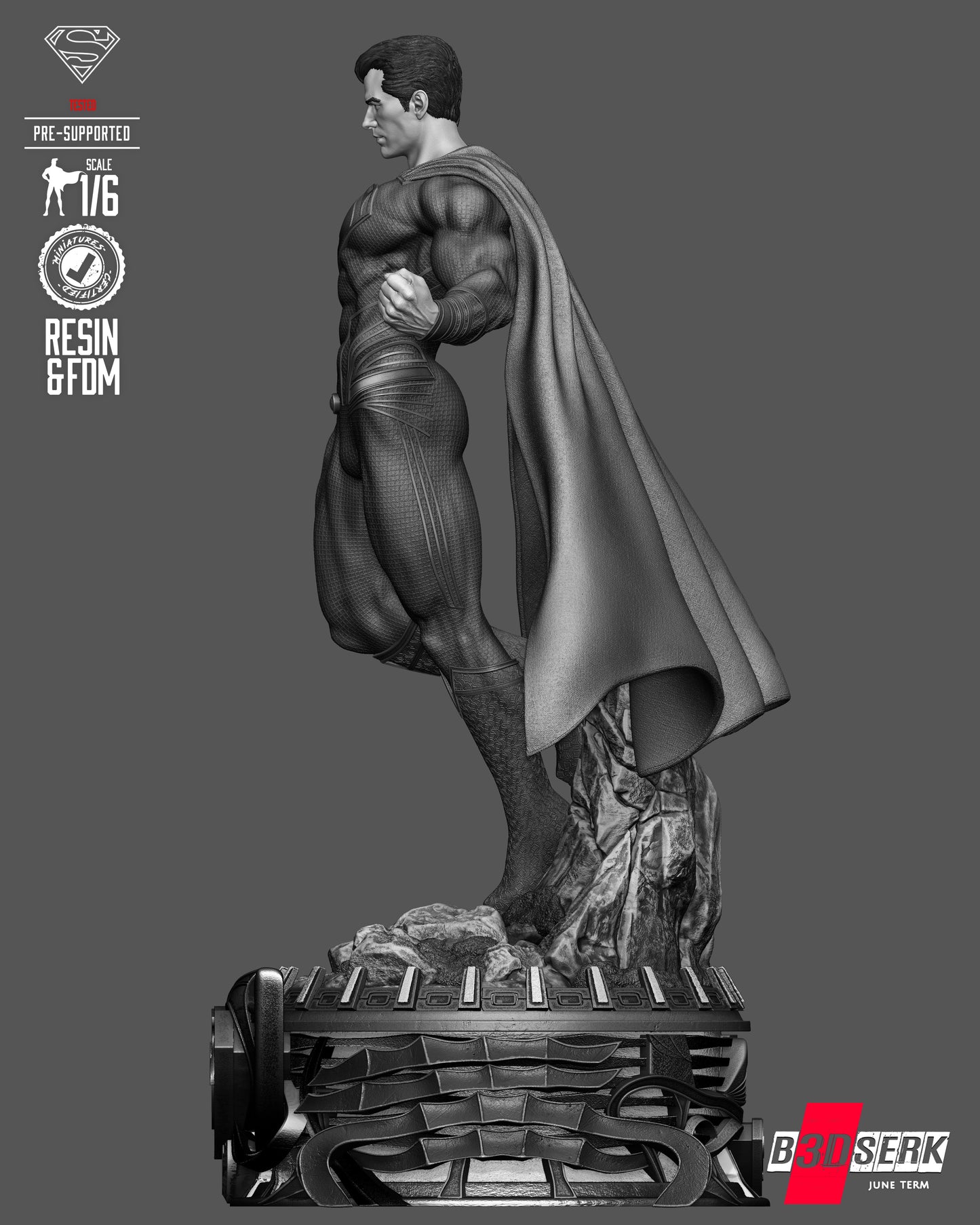 Superman Sculpture (75mm to 500mm) - Unassembled/Unpainted/3D Print
