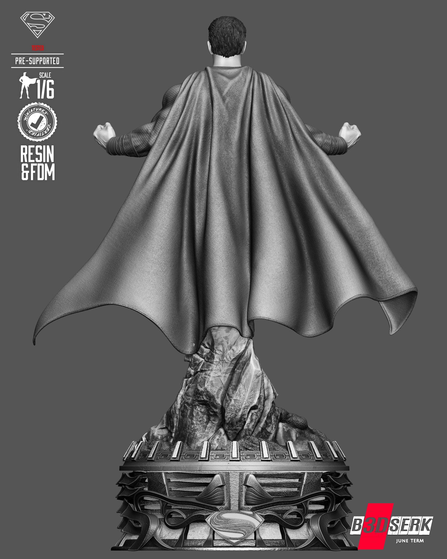 Superman Sculpture (75mm to 500mm) - Unassembled/Unpainted/3D Print