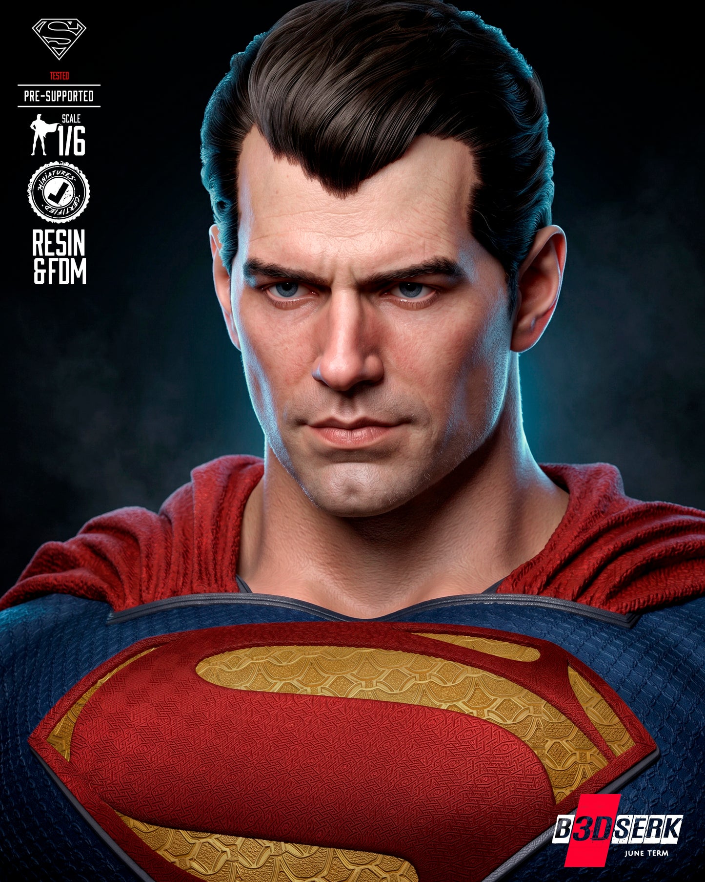 Superman Sculpture (75mm to 500mm) - Unassembled/Unpainted/3D Print