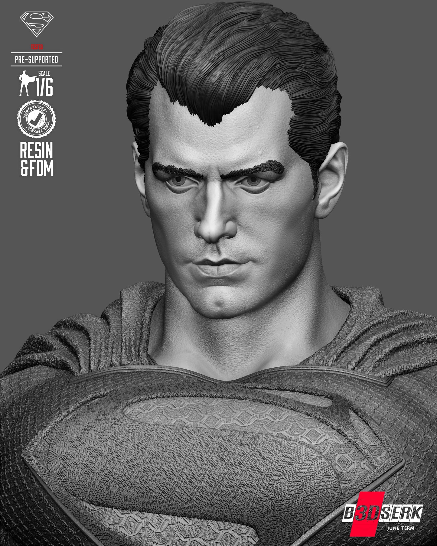 Superman Sculpture (75mm to 500mm) - Unassembled/Unpainted/3D Print