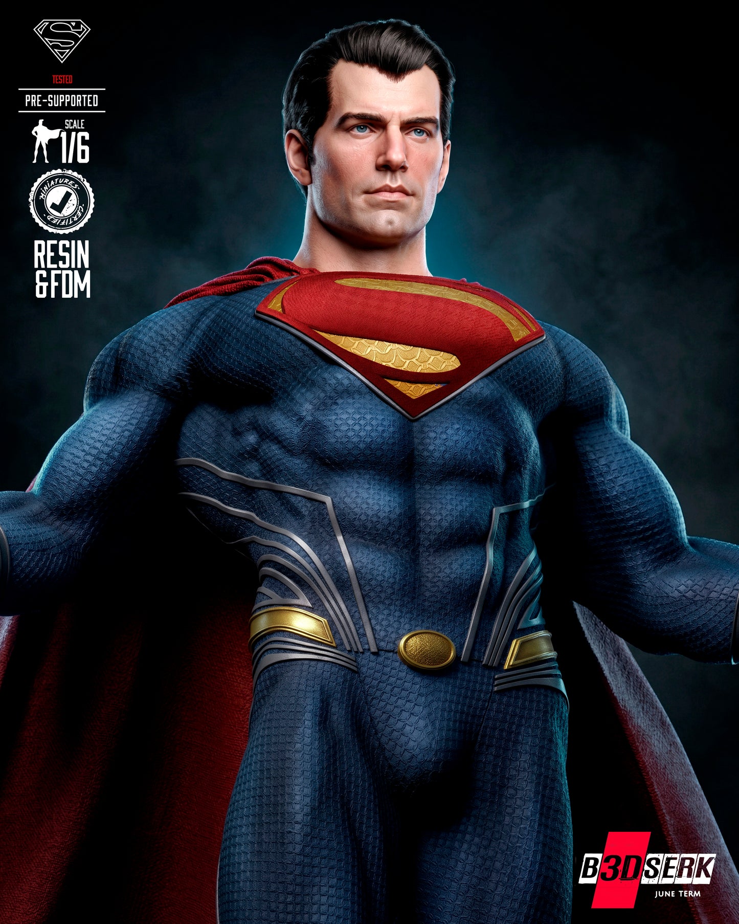 Superman Sculpture (75mm to 500mm) - Unassembled/Unpainted/3D Print