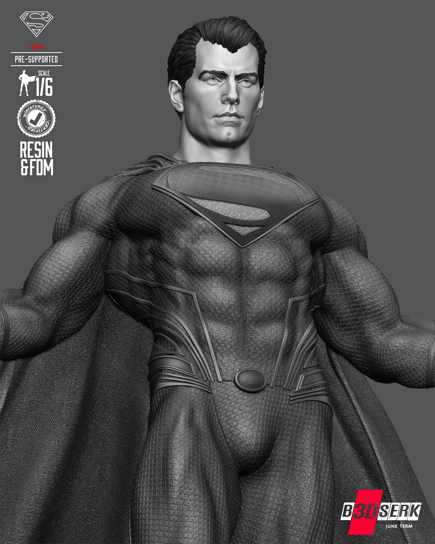 Superman Sculpture (75mm to 500mm) - Unassembled/Unpainted/3D Print