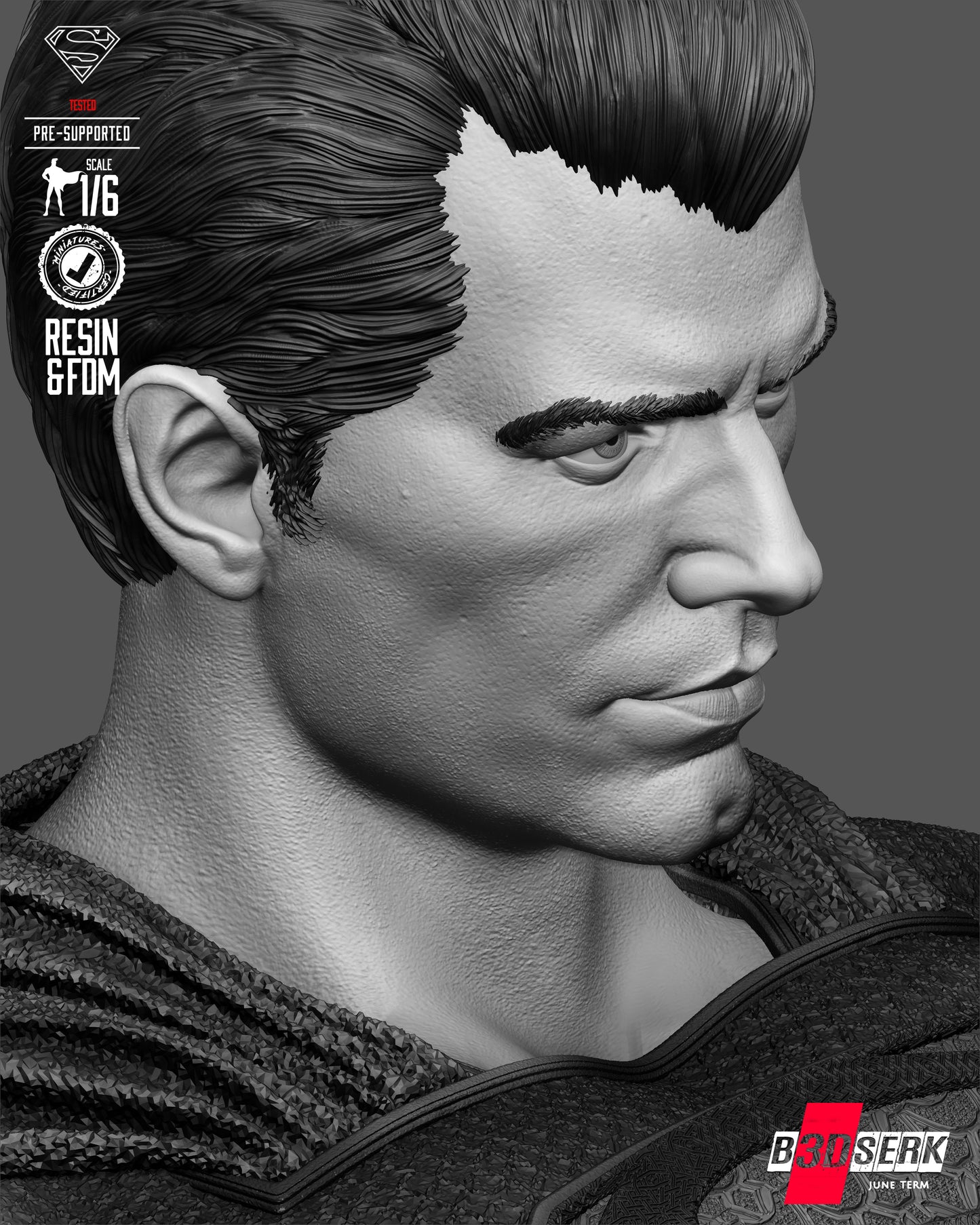 Superman Sculpture (75mm to 500mm) - Unassembled/Unpainted/3D Print