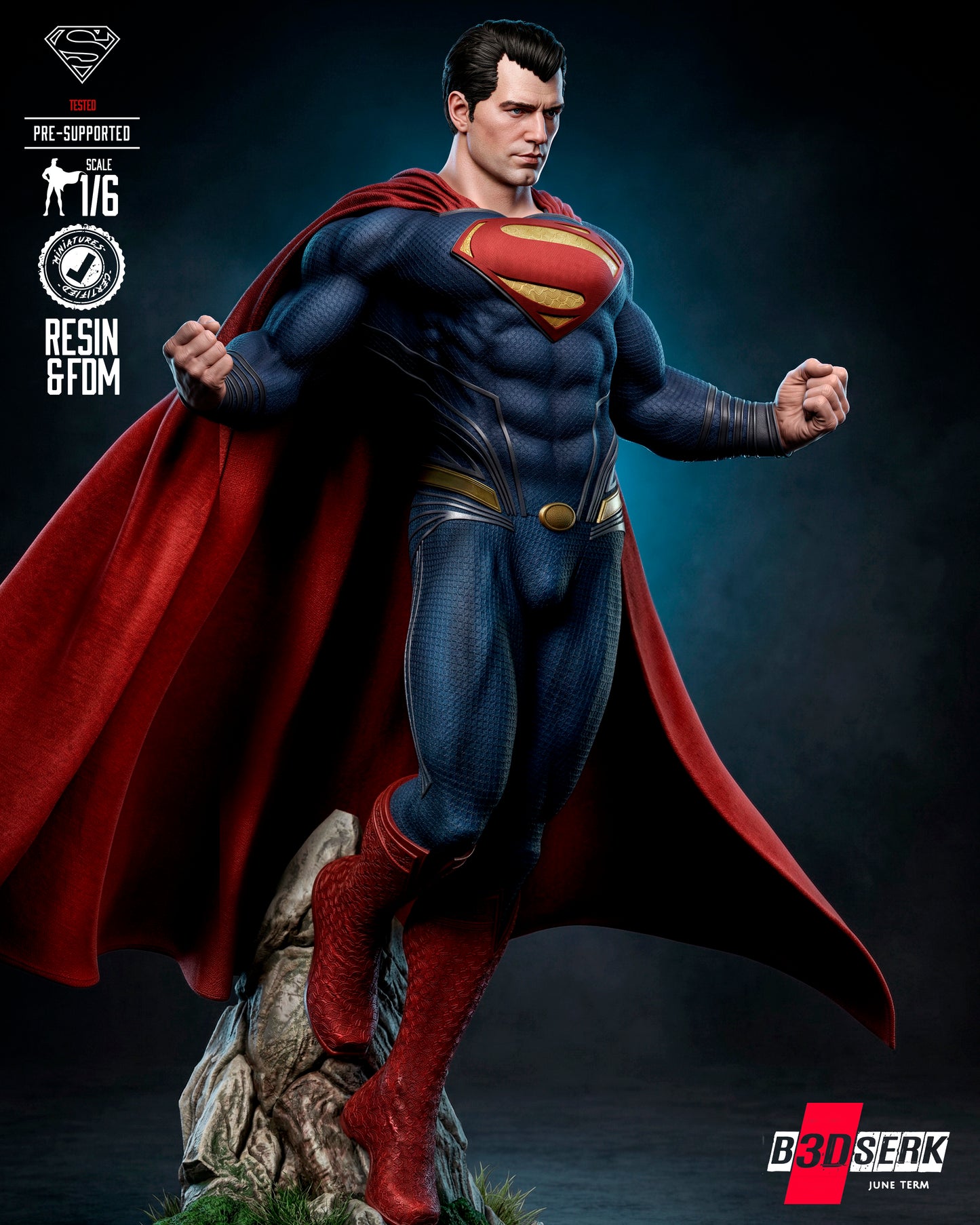 Superman Sculpture (75mm to 500mm) - Unassembled/Unpainted/3D Print