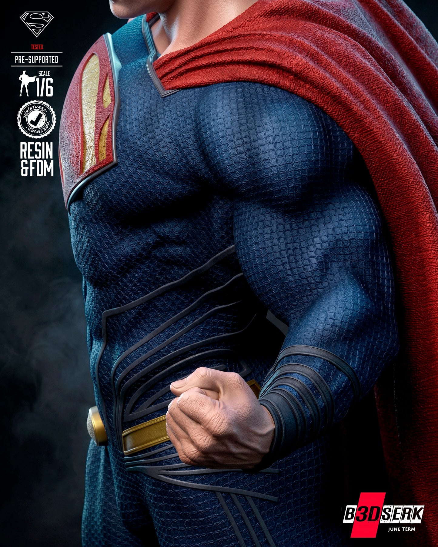 Superman Sculpture (75mm to 500mm) - Unassembled/Unpainted/3D Print