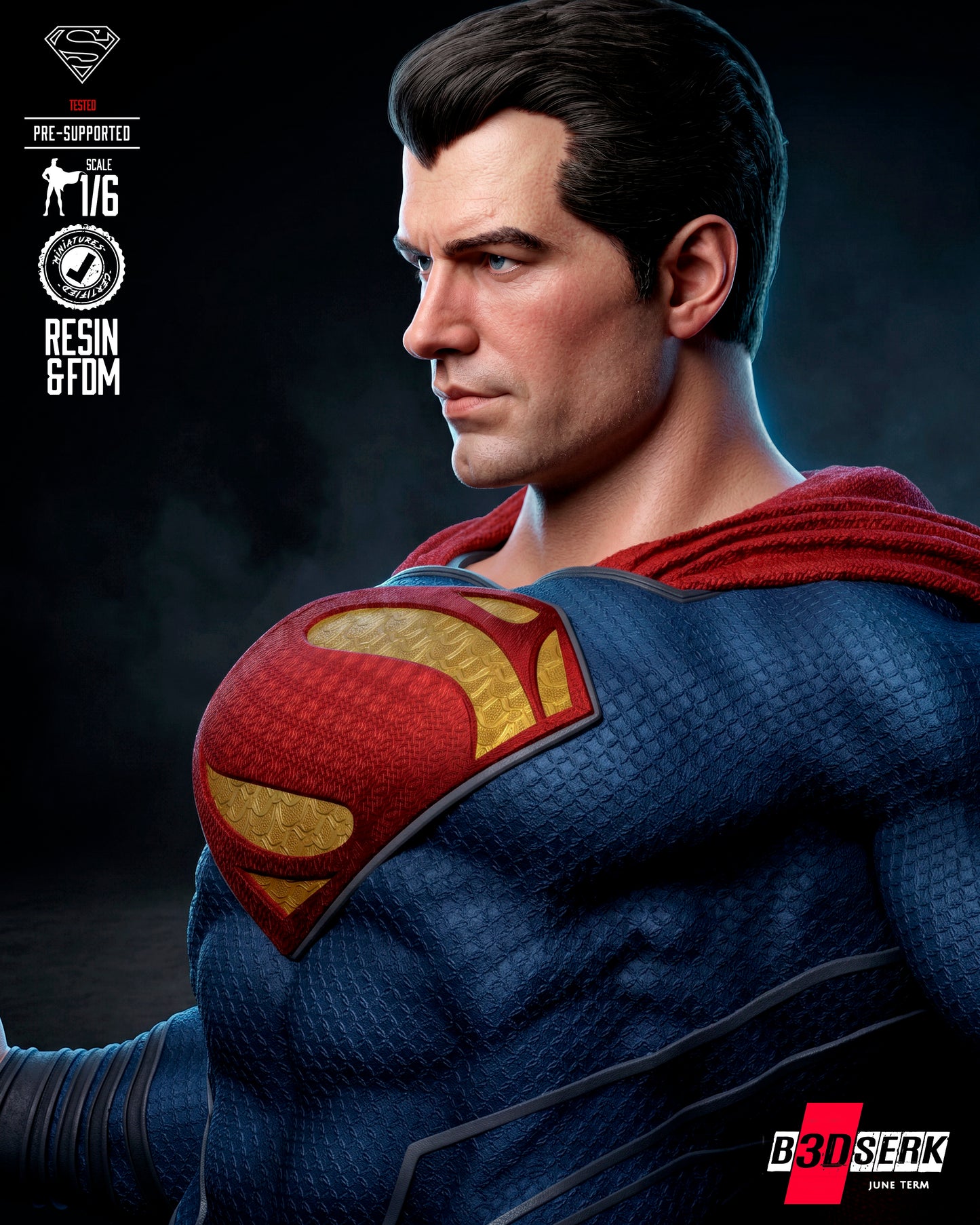 Superman Sculpture (75mm to 500mm) - Unassembled/Unpainted/3D Print