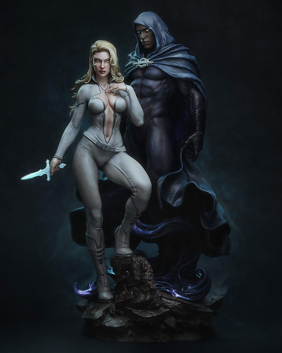 Cloak and Dagger Sculpture (75mm to 500mm) - Unassembled/Unpainted/3D Print
