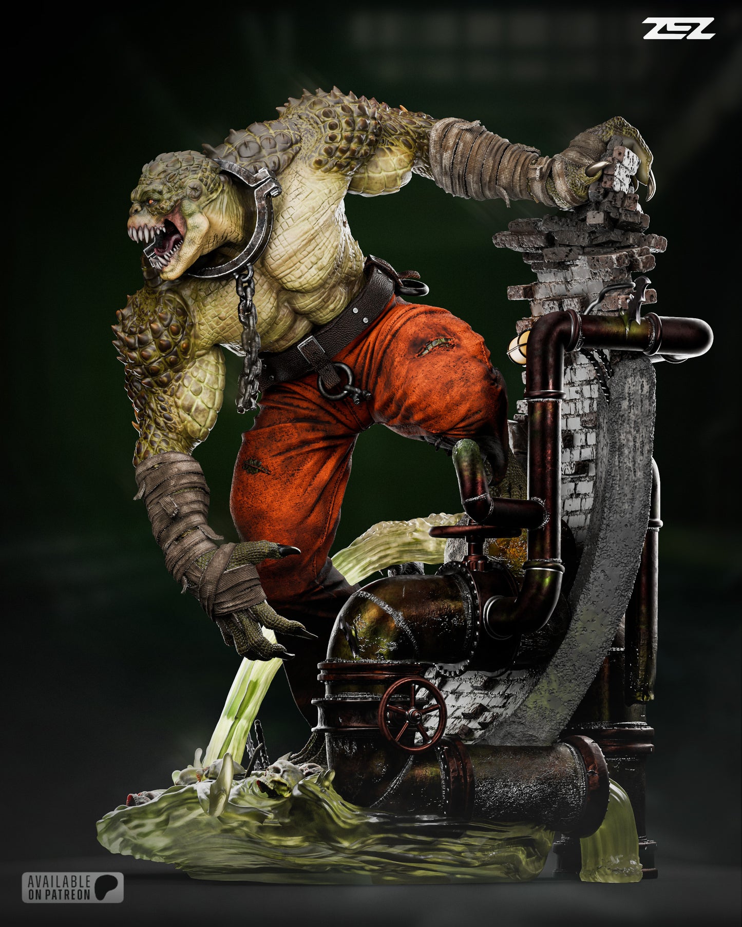 Killer Croc Sculpture (75mm -500mm) Unassembled - Unpainted - 3D Print