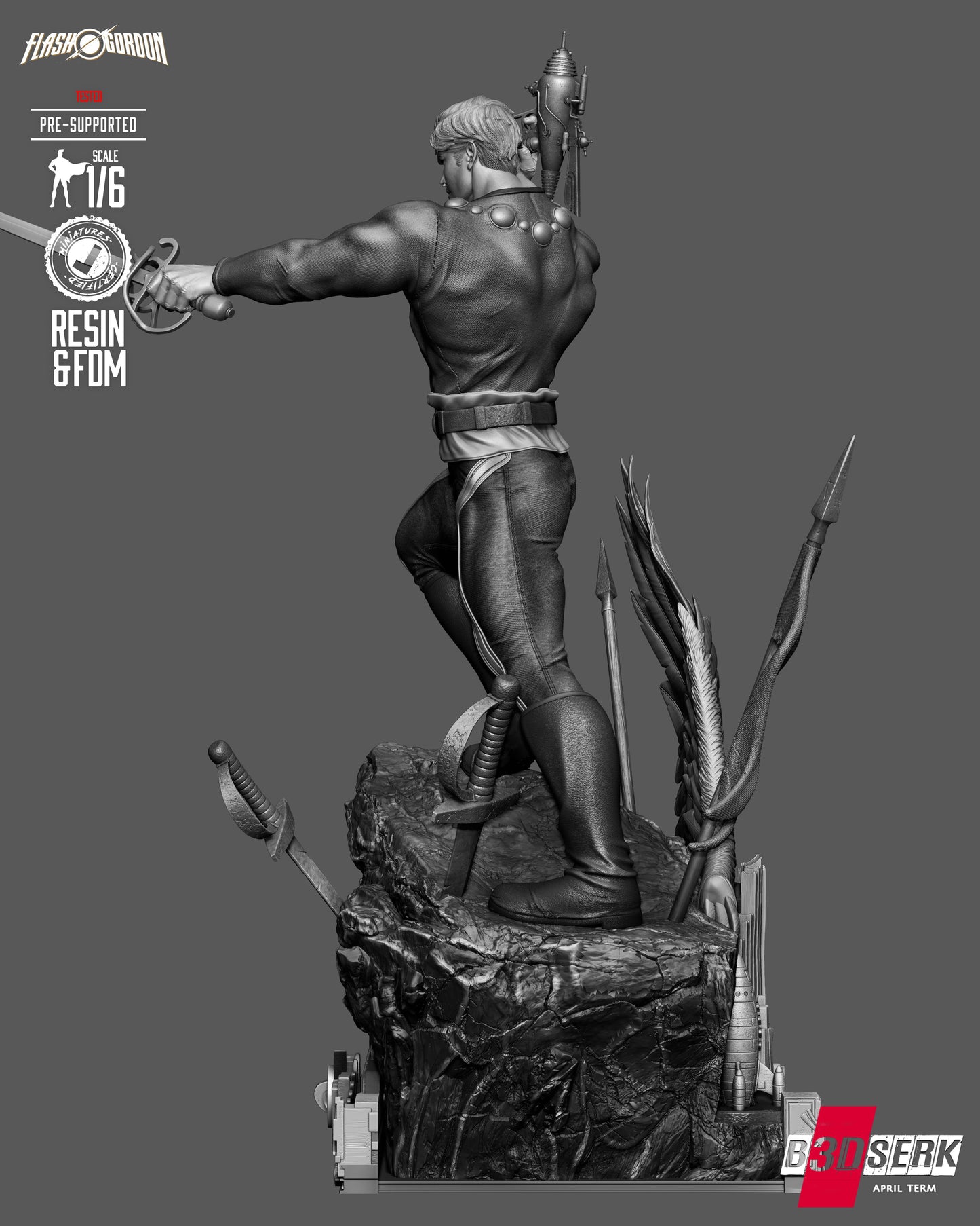 Flash Gordon Sculpture (75mm to 500mm) - Unassembled/Unpainted/3D Print