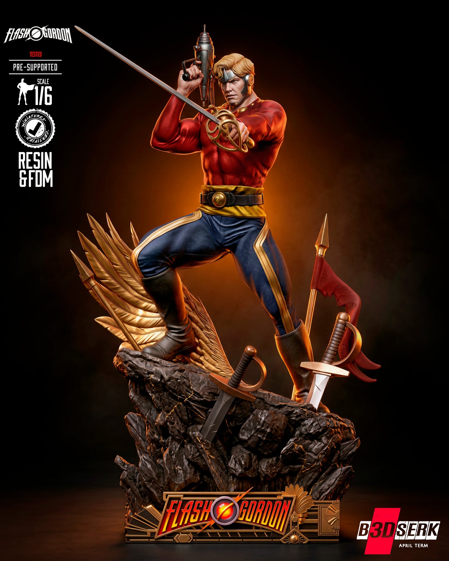 Flash Gordon Sculpture (75mm to 500mm) - Unassembled/Unpainted/3D Print