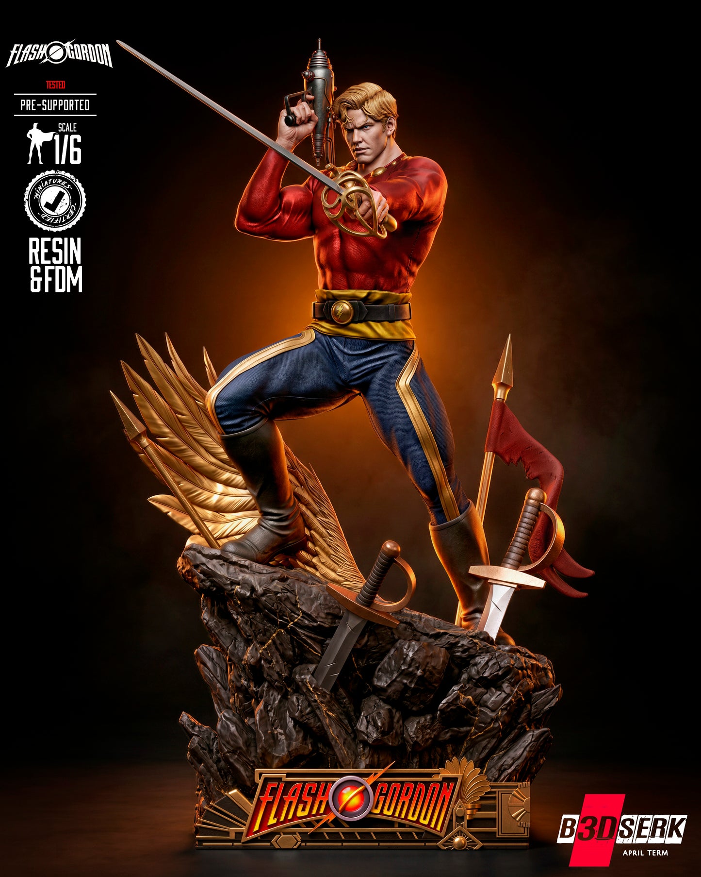 Flash Gordon Sculpture (75mm to 500mm) - Unassembled/Unpainted/3D Print