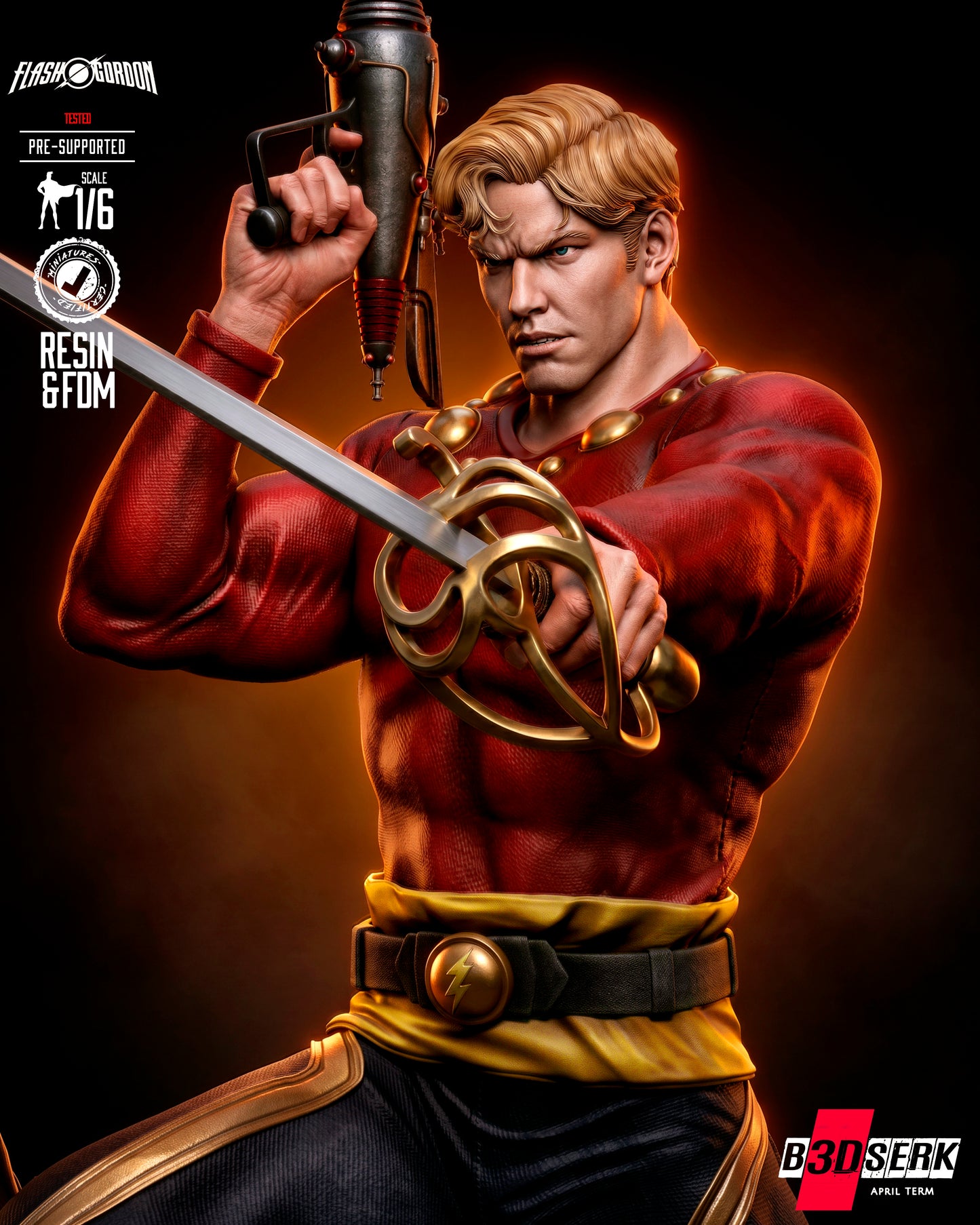 Flash Gordon Sculpture (75mm to 500mm) - Unassembled/Unpainted/3D Print