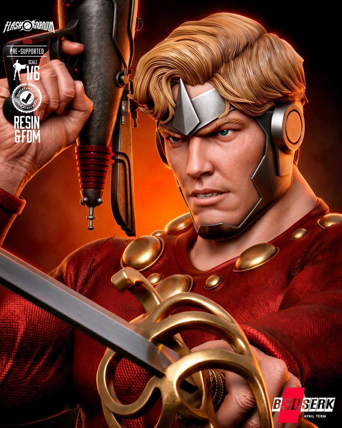 Flash Gordon Sculpture (75mm to 500mm) - Unassembled/Unpainted/3D Print