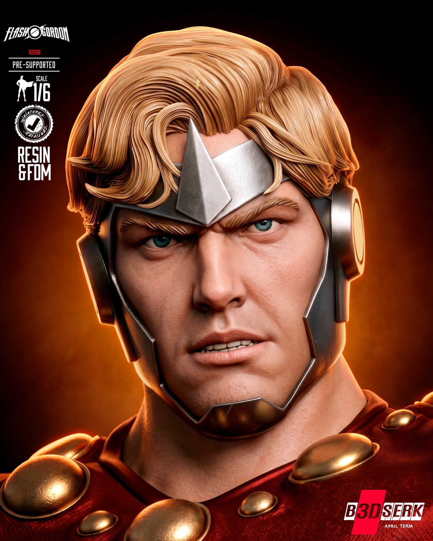 Flash Gordon Sculpture (75mm to 500mm) - Unassembled/Unpainted/3D Print