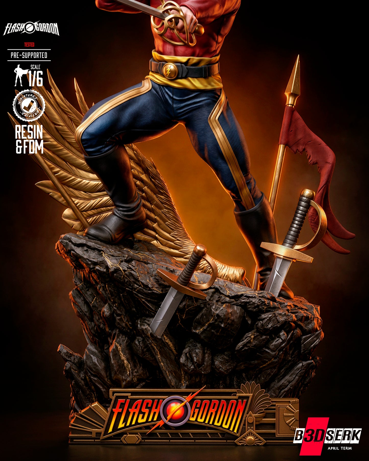 Flash Gordon Sculpture (75mm to 500mm) - Unassembled/Unpainted/3D Print