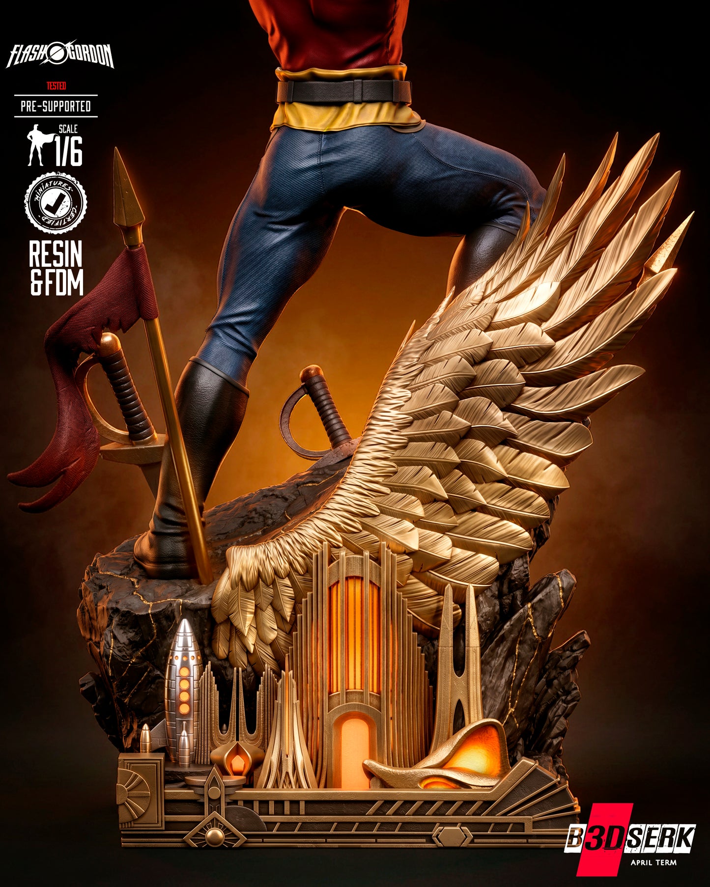 Flash Gordon Sculpture (75mm to 500mm) - Unassembled/Unpainted/3D Print