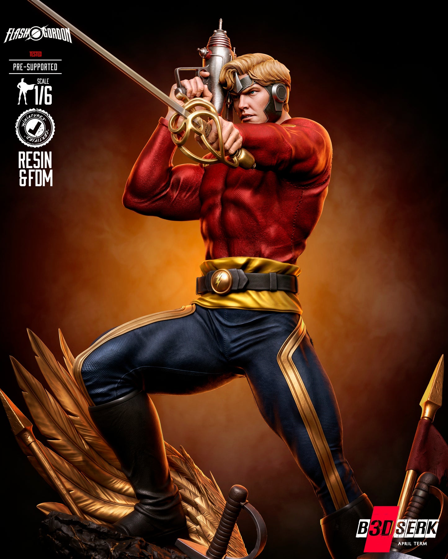 Flash Gordon Sculpture (75mm to 500mm) - Unassembled/Unpainted/3D Print