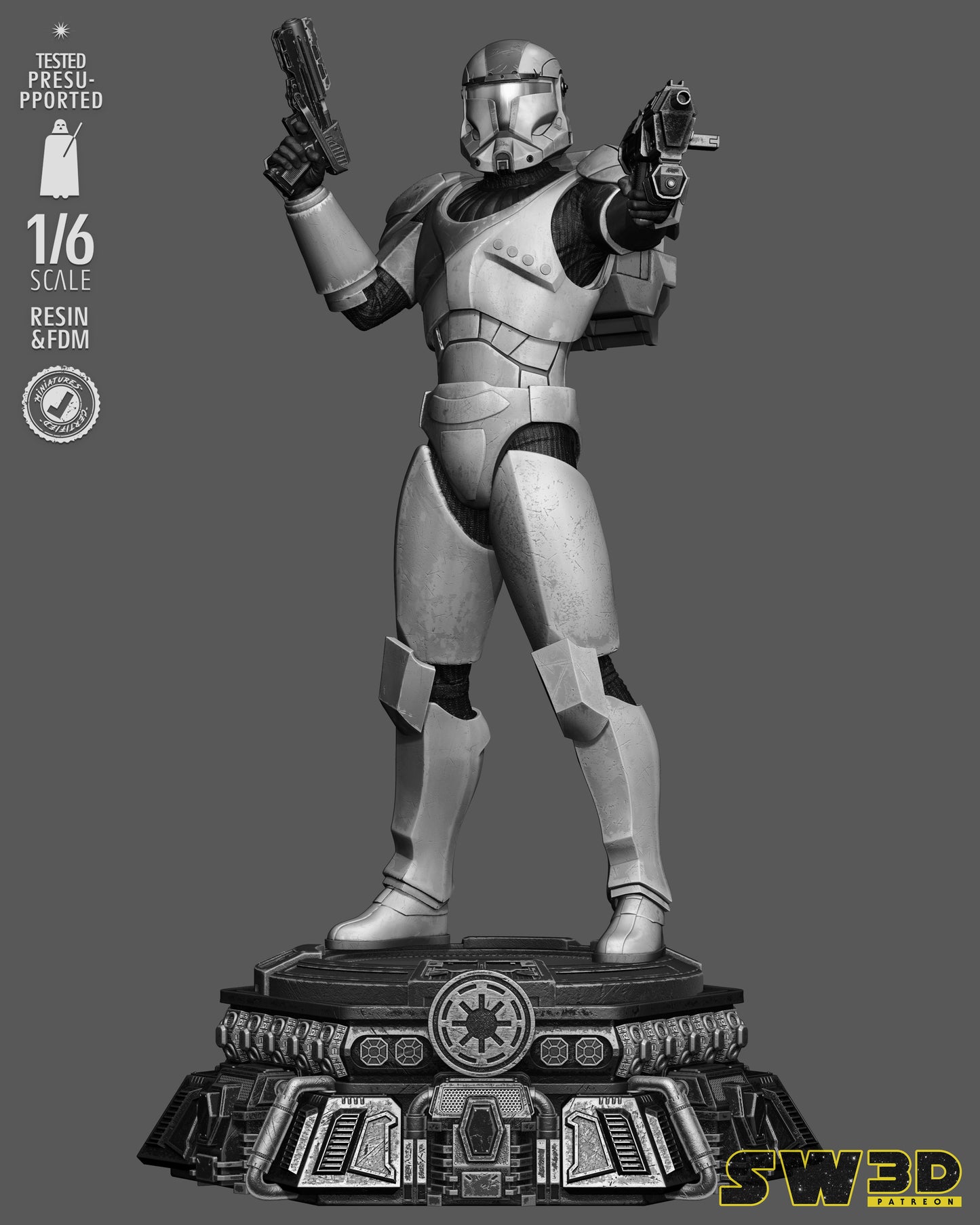 Clone Commando Boss Sculpture (75mm to 500mm) - Unassembled/Unpainted/3D Print