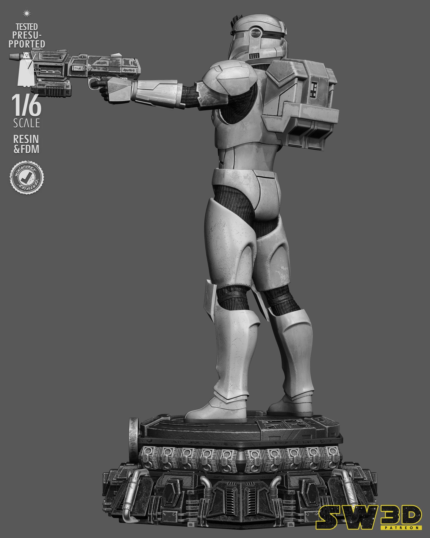 Clone Commando Boss Sculpture (75mm to 500mm) - Unassembled/Unpainted/3D Print